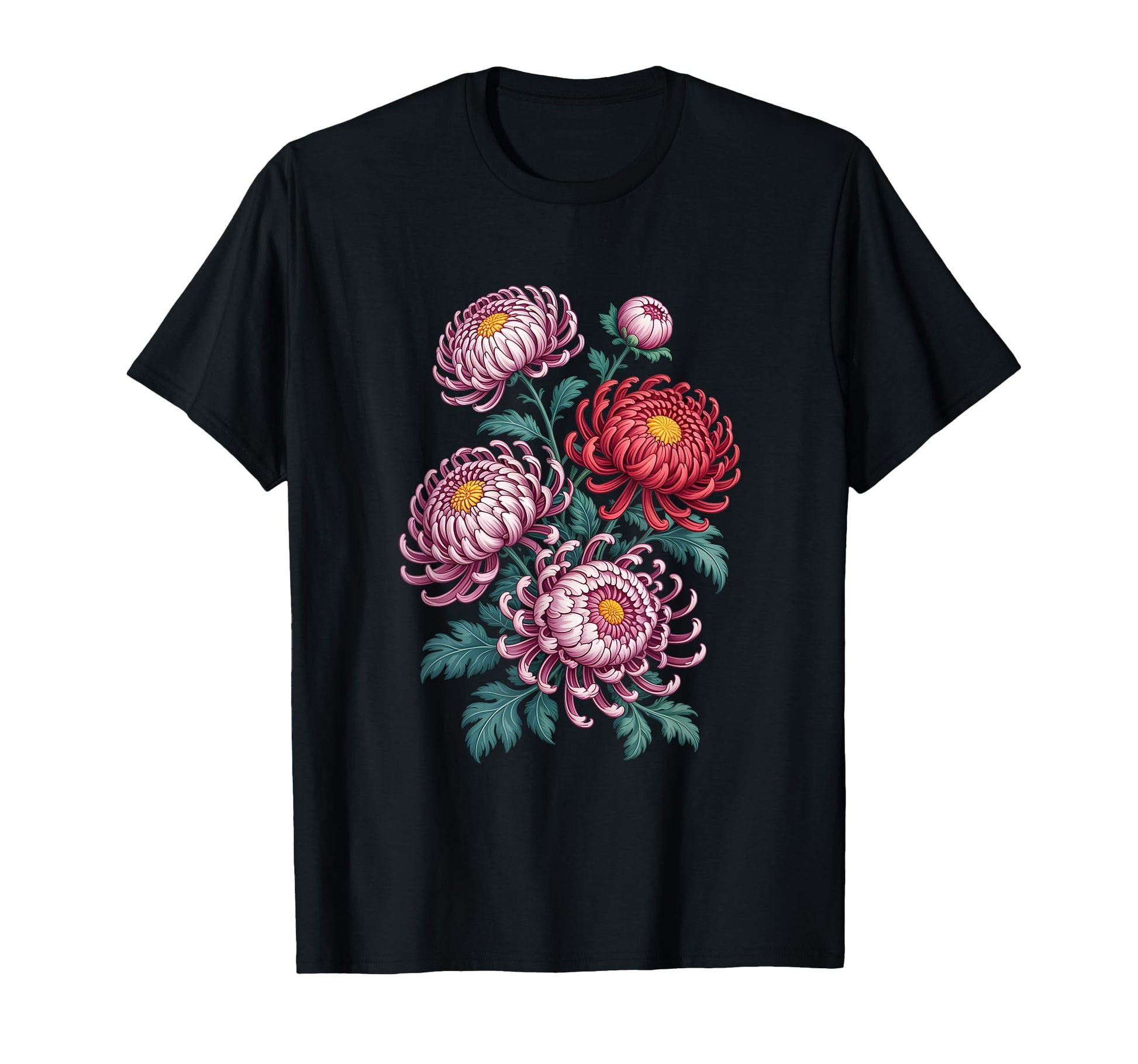 Japanese Chrysanthemum Flower Floral T-Shirt - Casual Everyday Wear Unisex - T-Shirt, Sweatshirt, Hoodie