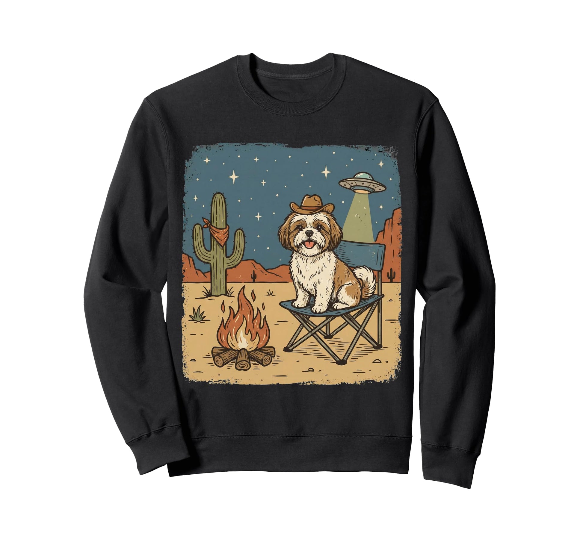 Funny Shih Tzu Cowboy Dog Western Sweatshirt - Novelty Apparel for Adults - T-Shirt, Sweatshirt, Hoodie