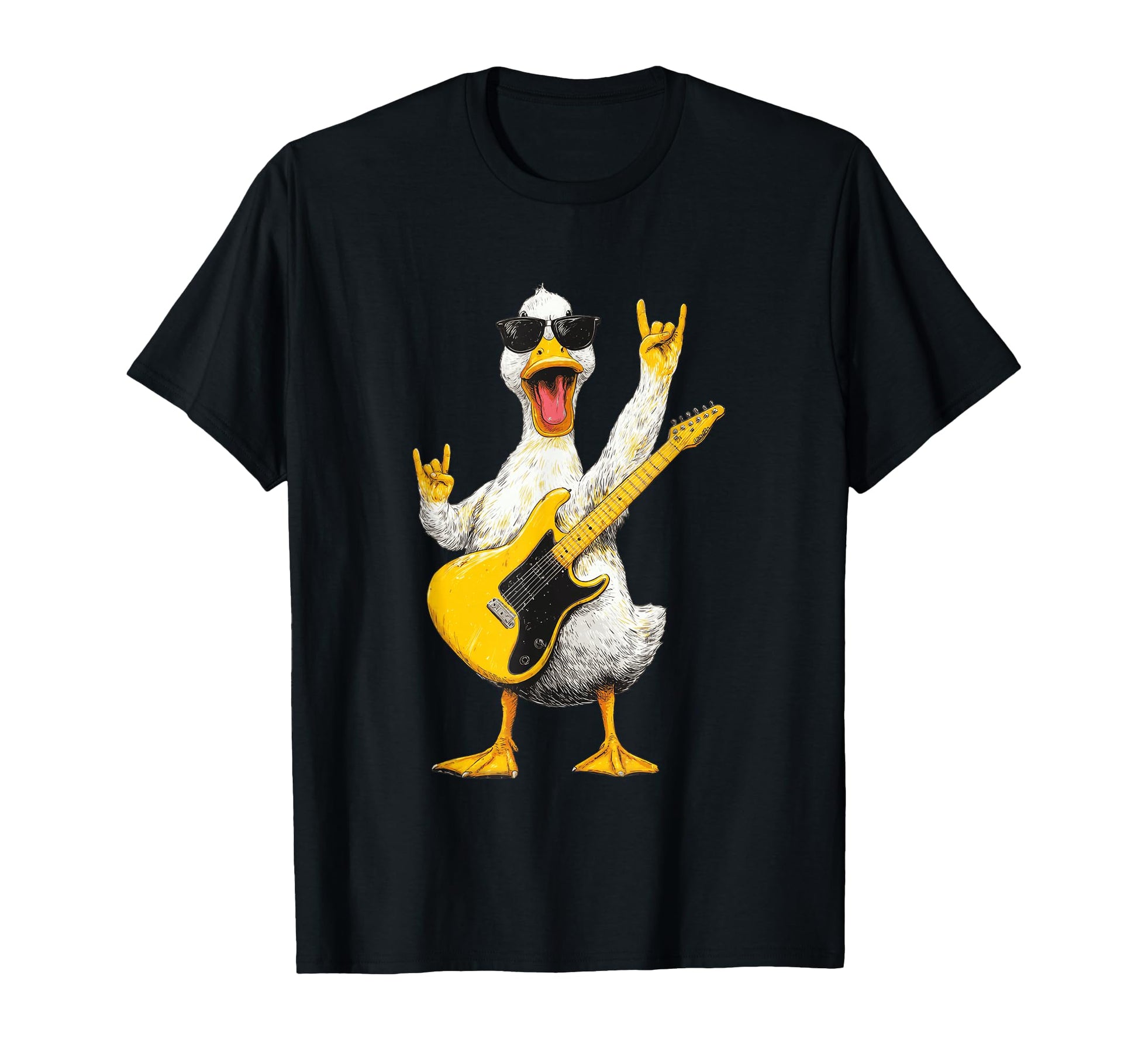 Rock Duck Funny Animal Guitarist T-Shirt - Fun Novelty Design for Adults - T-Shirt, Sweatshirt, Hoodie