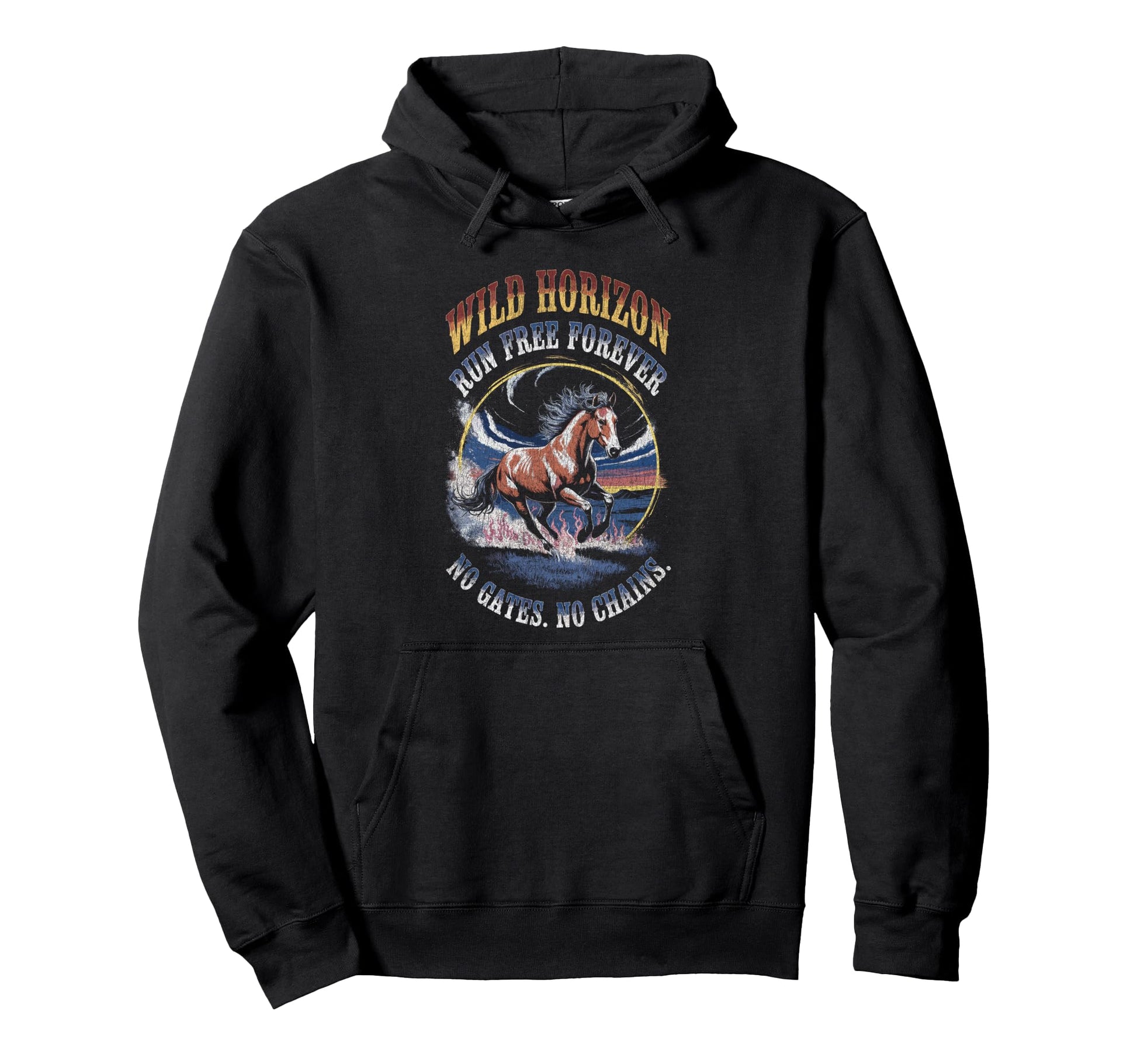 Wild Horizon Free Spirit Horse Western Hoodie - Graphic Print Men Women - T-Shirt, Sweatshirt, Hoodie