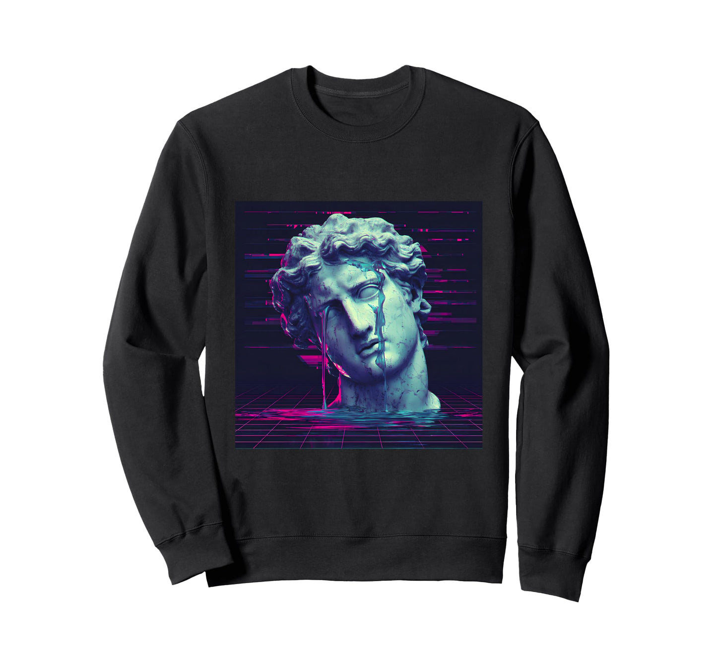 Vaporwave Dripping Statue Head Sweatshirt - Fun Novelty Design Men Women - T-Shirt, Sweatshirt, Hoodie
