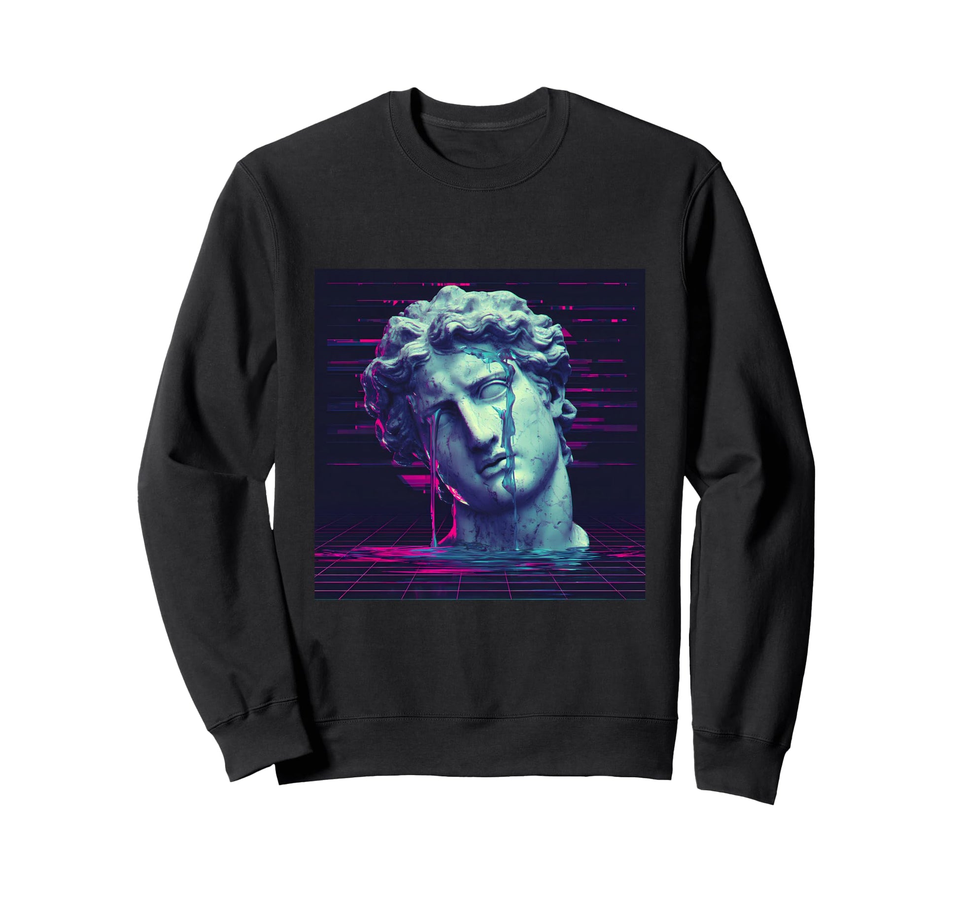 Vaporwave Dripping Statue Head Sweatshirt - Fun Novelty Design Men Women - T-Shirt, Sweatshirt, Hoodie