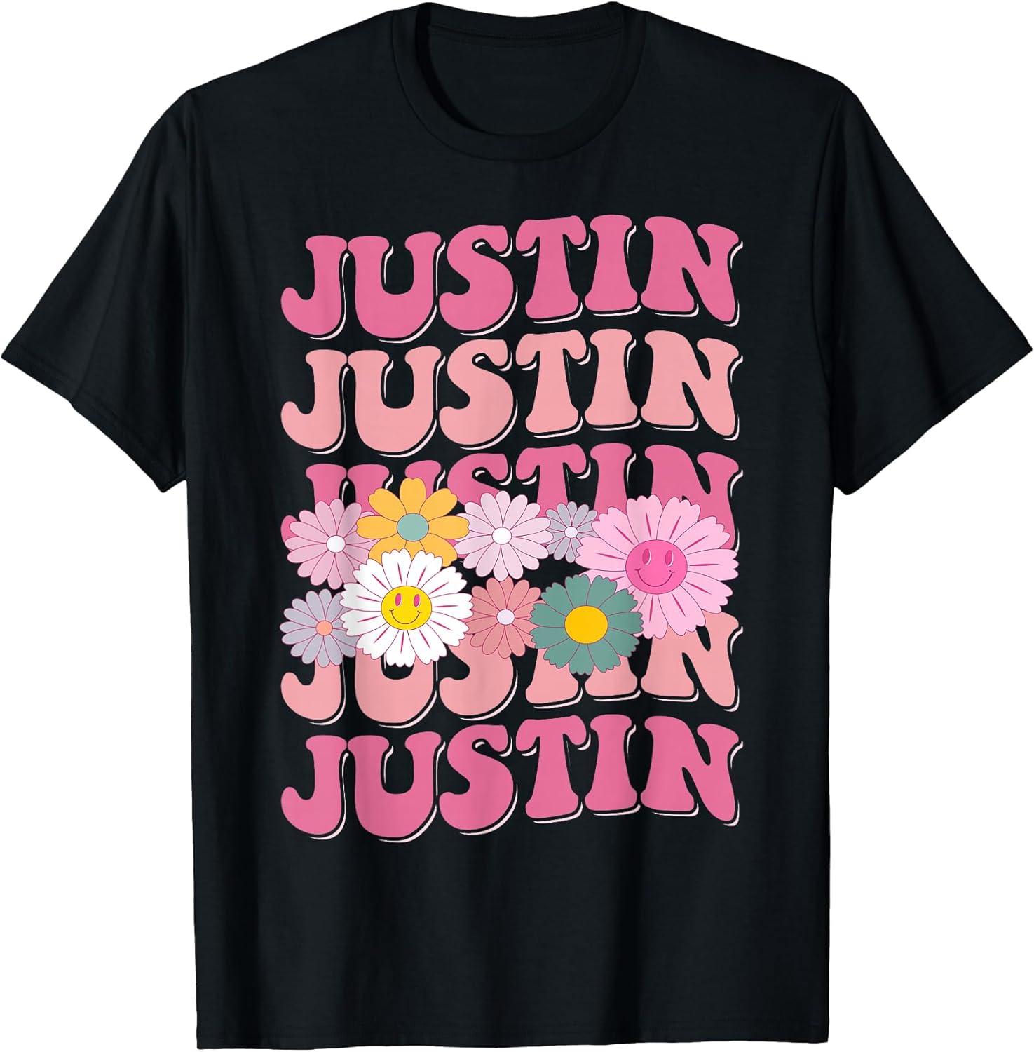 Girl Retro JUSTIN First Name Personalized Apparel - Adult & Kids T-Shirts, Sweatshirts & Hoodies apparel design preview 1