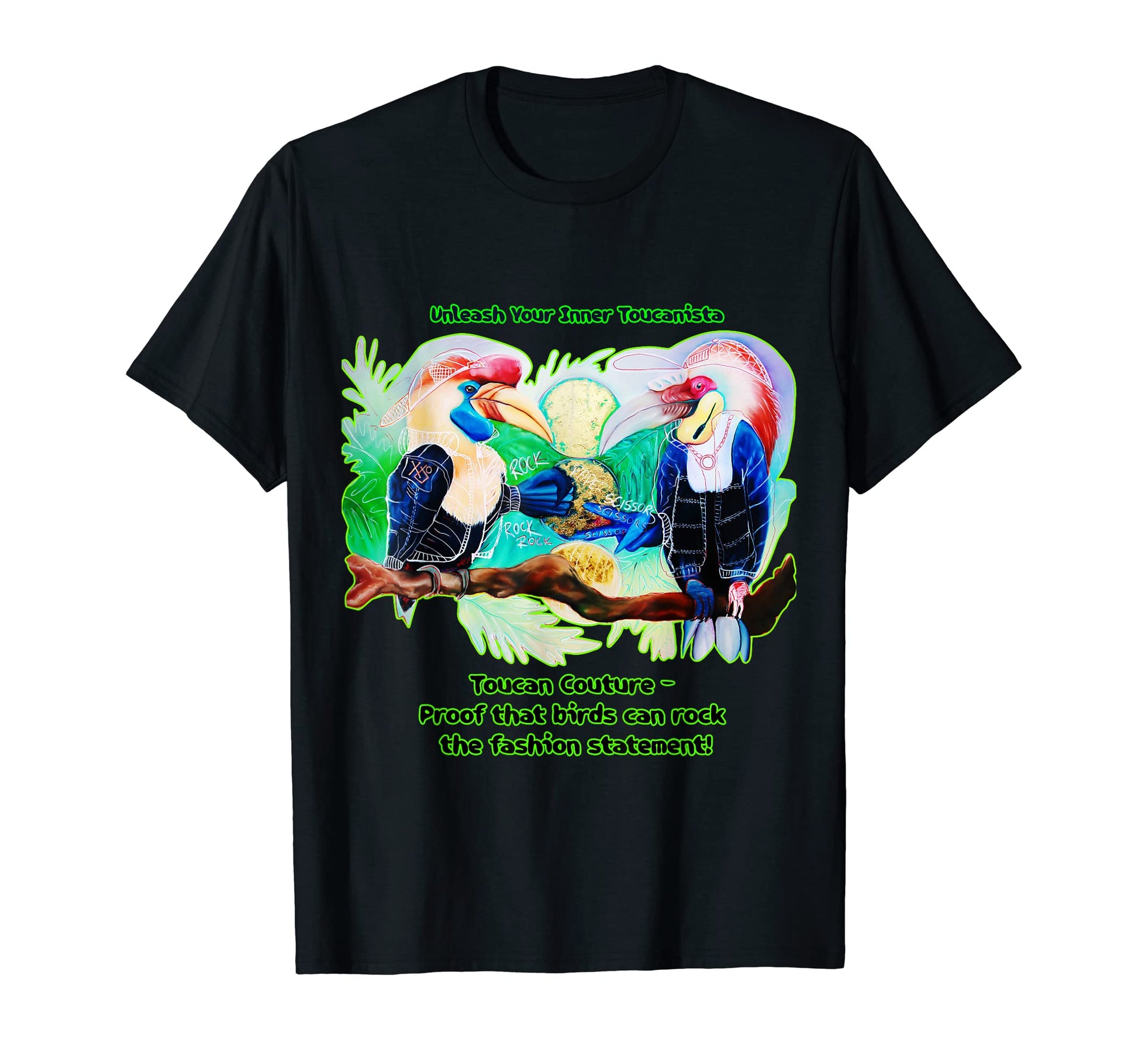 Summer Art Vibe Toucan Couture Rock T-Shirt - Graphic Print Unisex - T-Shirt, Sweatshirt, Hoodie