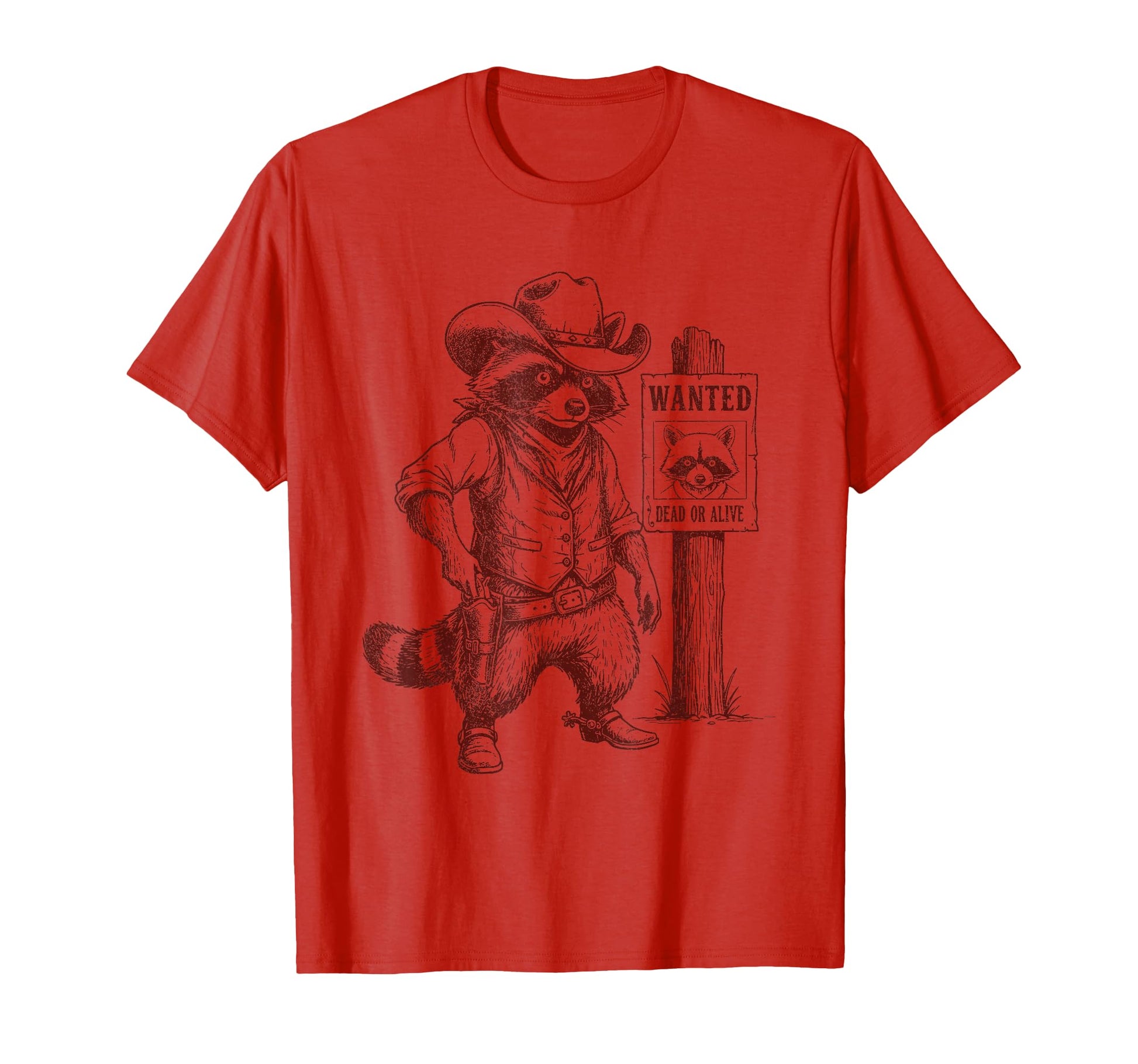 Raccoon Cowboy Western Outlaw T-Shirt - Minimalist Print for Adults - T-Shirt, Sweatshirt, Hoodie