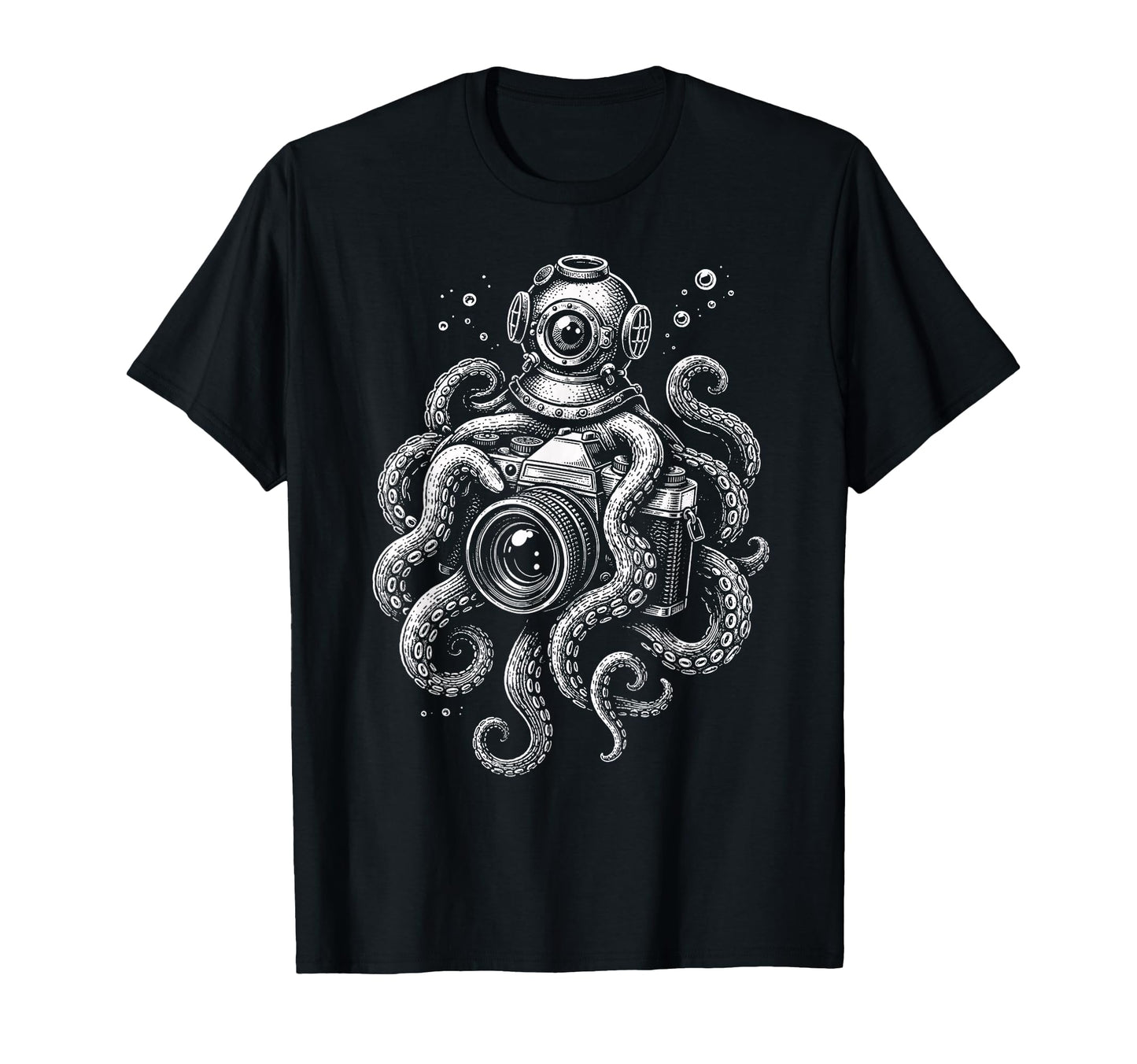 Photographer Octopus Camera Art T-Shirt - Aesthetic Graphic Unisex - T-Shirt, Sweatshirt, Hoodie
