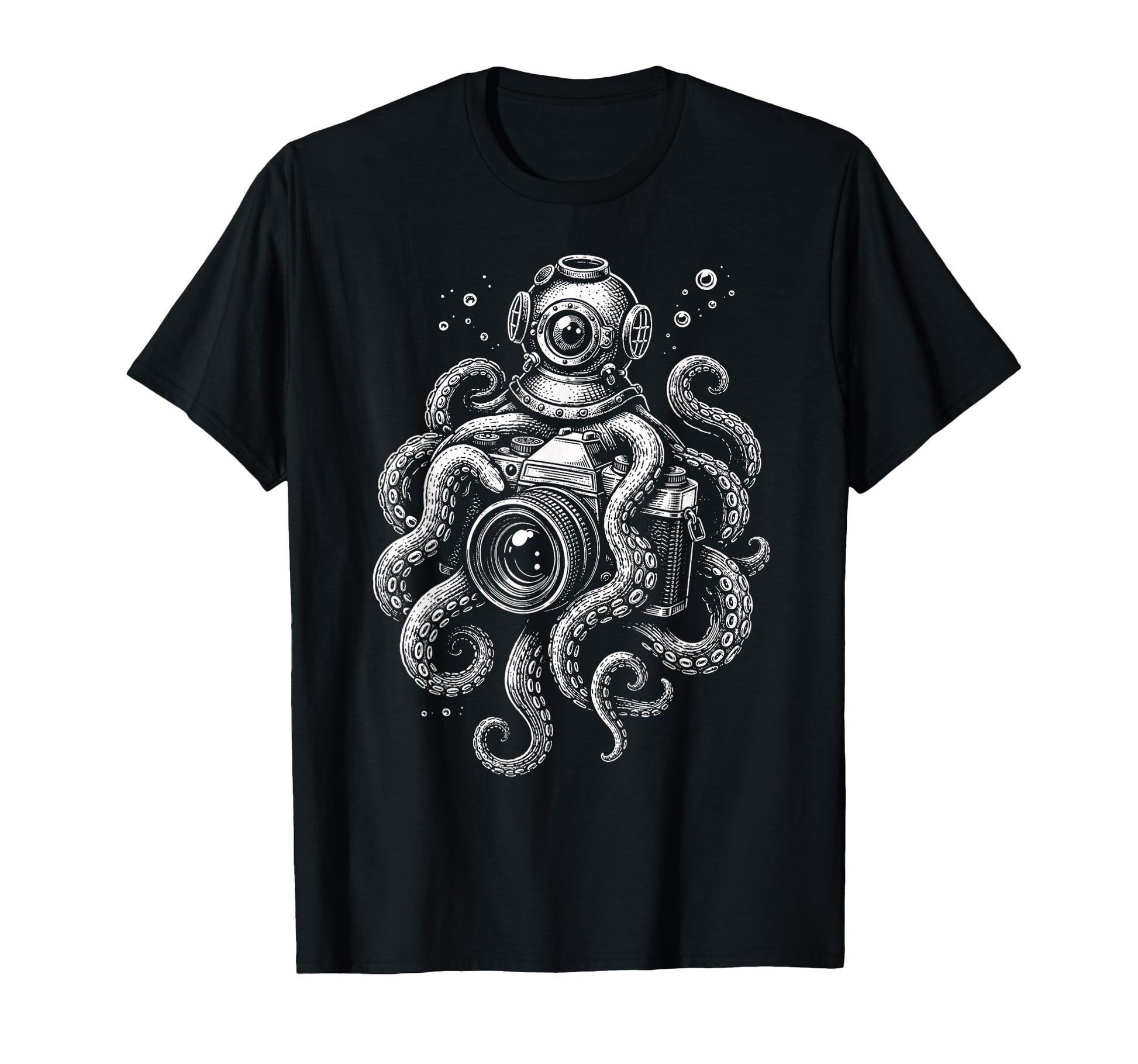 Photographer Octopus Camera Art T-Shirt - Aesthetic Graphic Unisex - T-Shirt, Sweatshirt, Hoodie