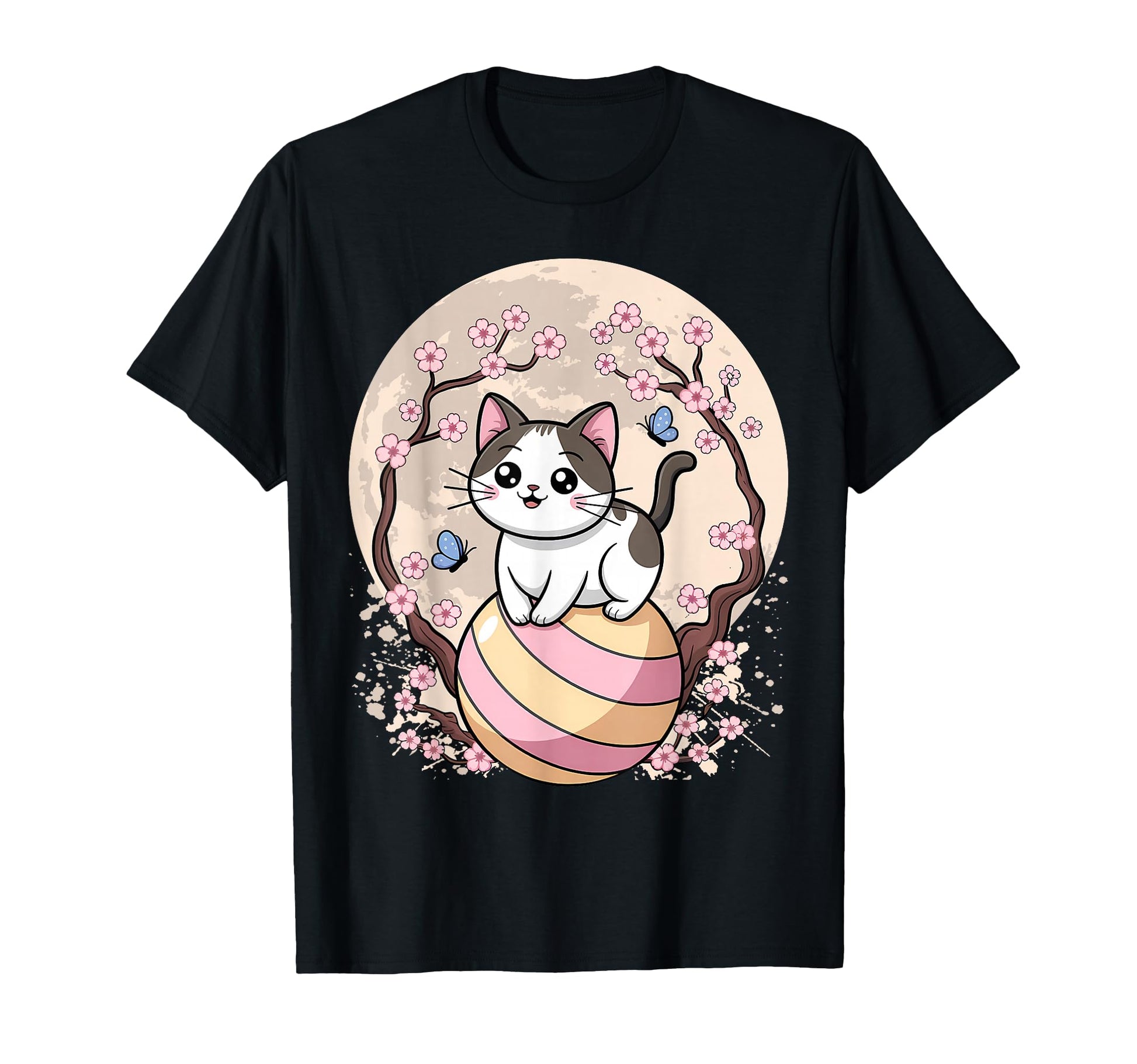 Cherry Blossom Tree Cat Japanese T-Shirt - Graphic Print Men Women - T-Shirt, Sweatshirt, Hoodie