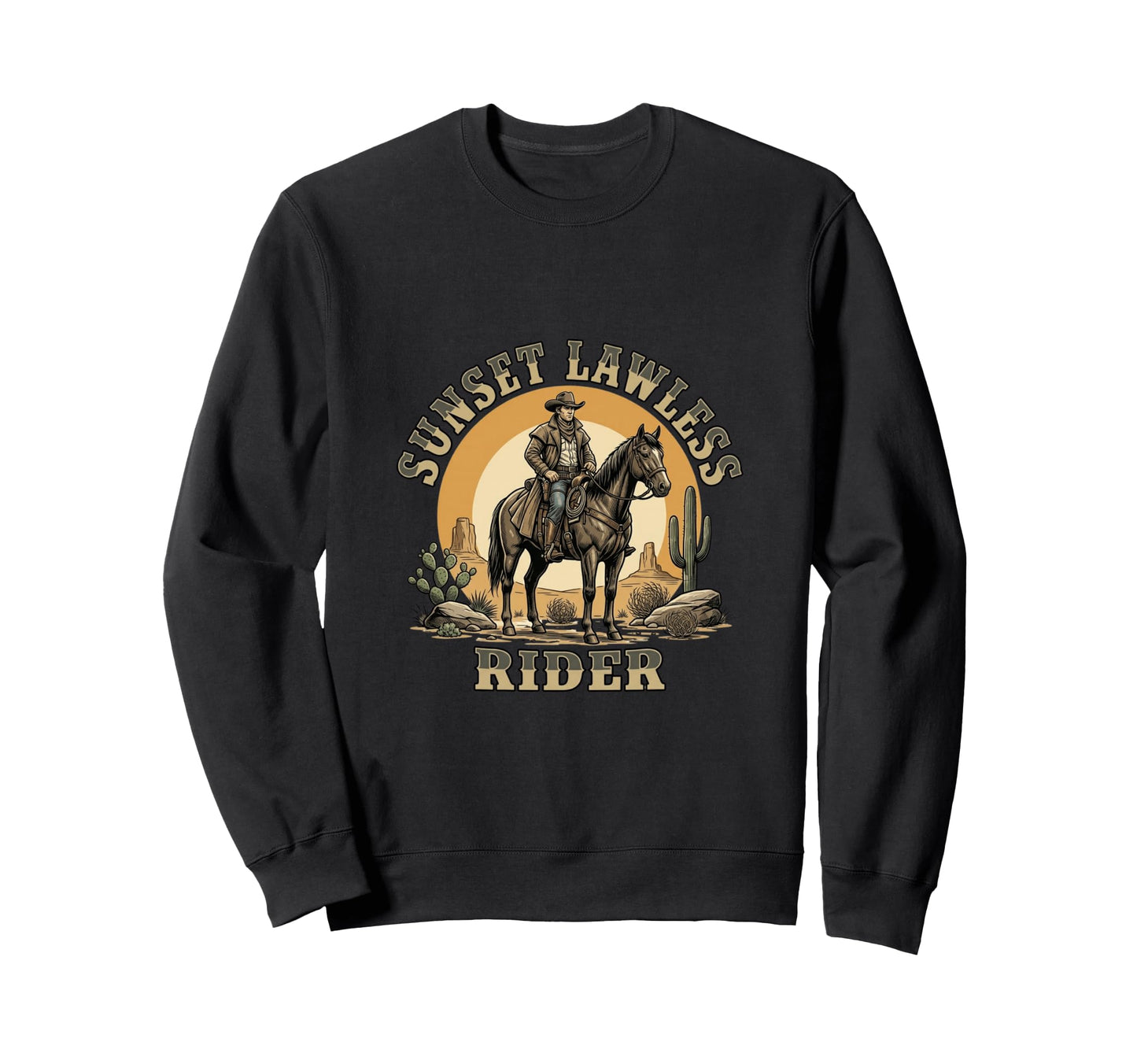 Sunset Lawless Rider Western Sweatshirt - Aesthetic Graphic Men Women - T-Shirt, Sweatshirt, Hoodie