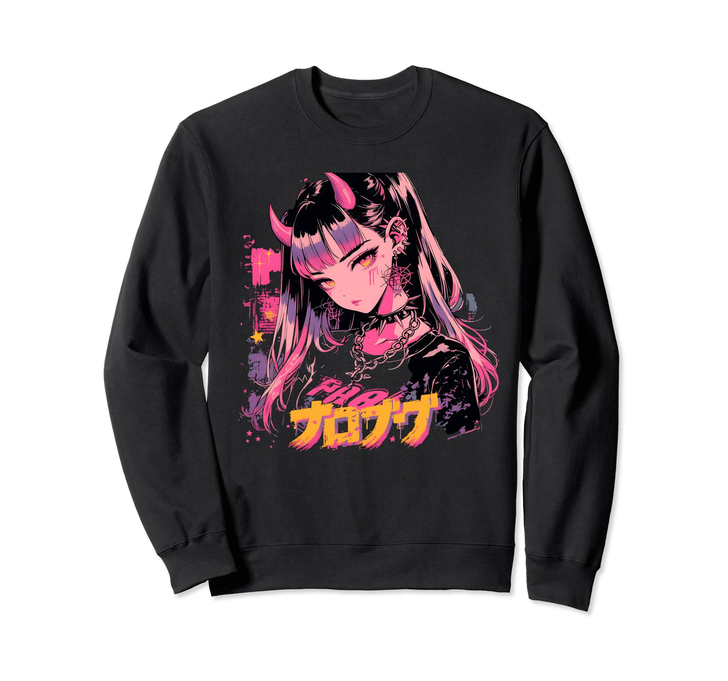 Goth Grunge Demon Anime Waifu Horror Sweatshirt - Custom Art Print Unisex - T-Shirt, Sweatshirt, Hoodie