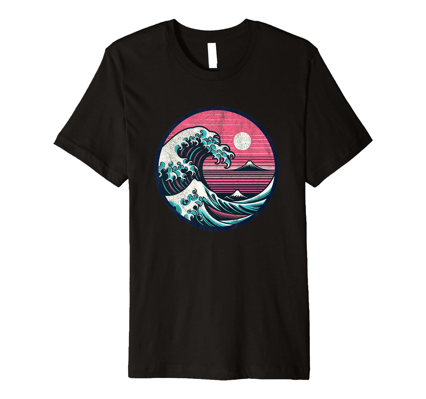 Great Wave Kanagawa Vaporwave Aesthetic T-Shirt - Custom Art Print Unisex - T-Shirt, Sweatshirt, Hoodie