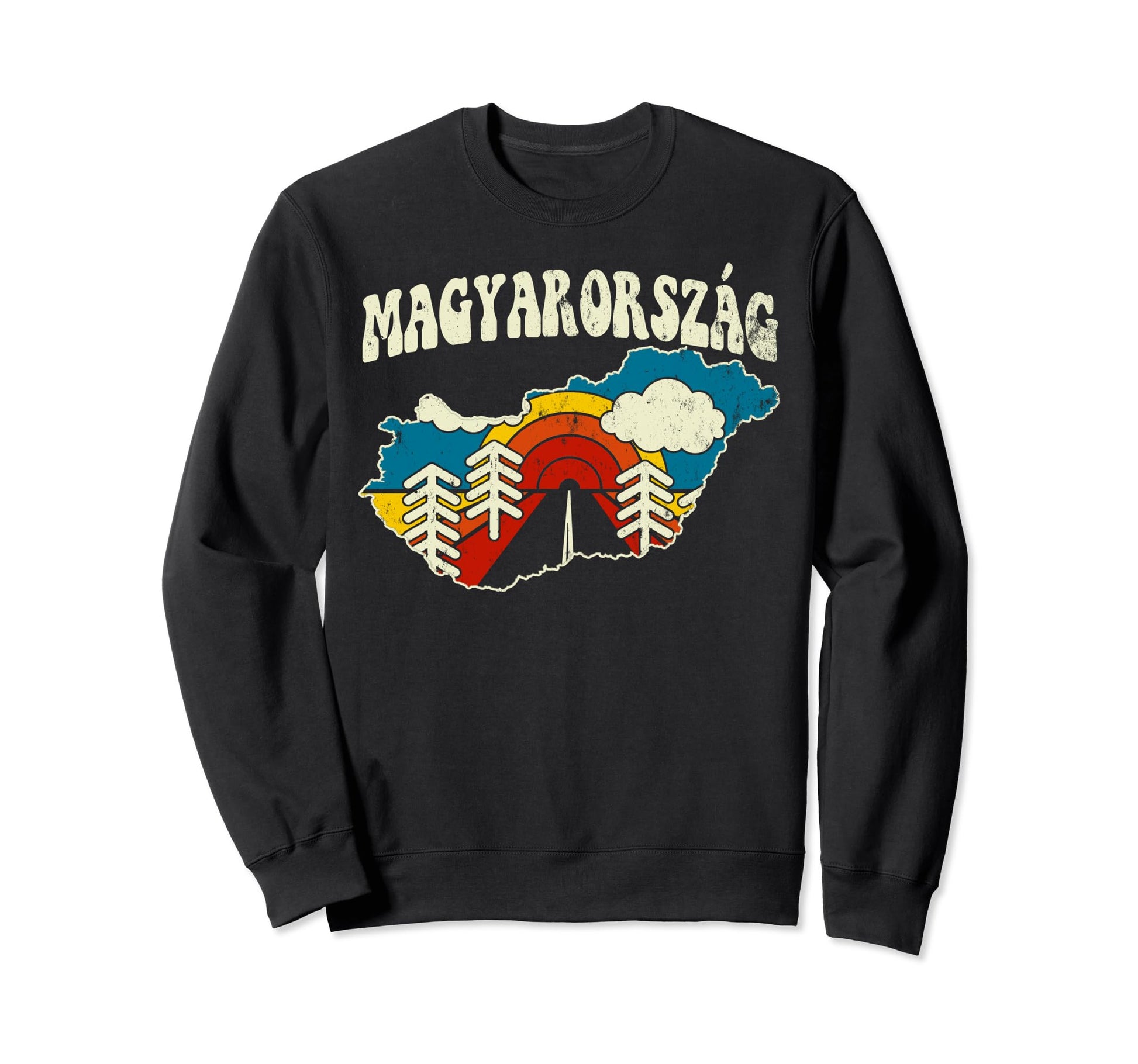 Hungary Hungarian Country Rainbow 70S Sweatshirt - Trendy Graphic Unisex - T-Shirt, Sweatshirt, Hoodie