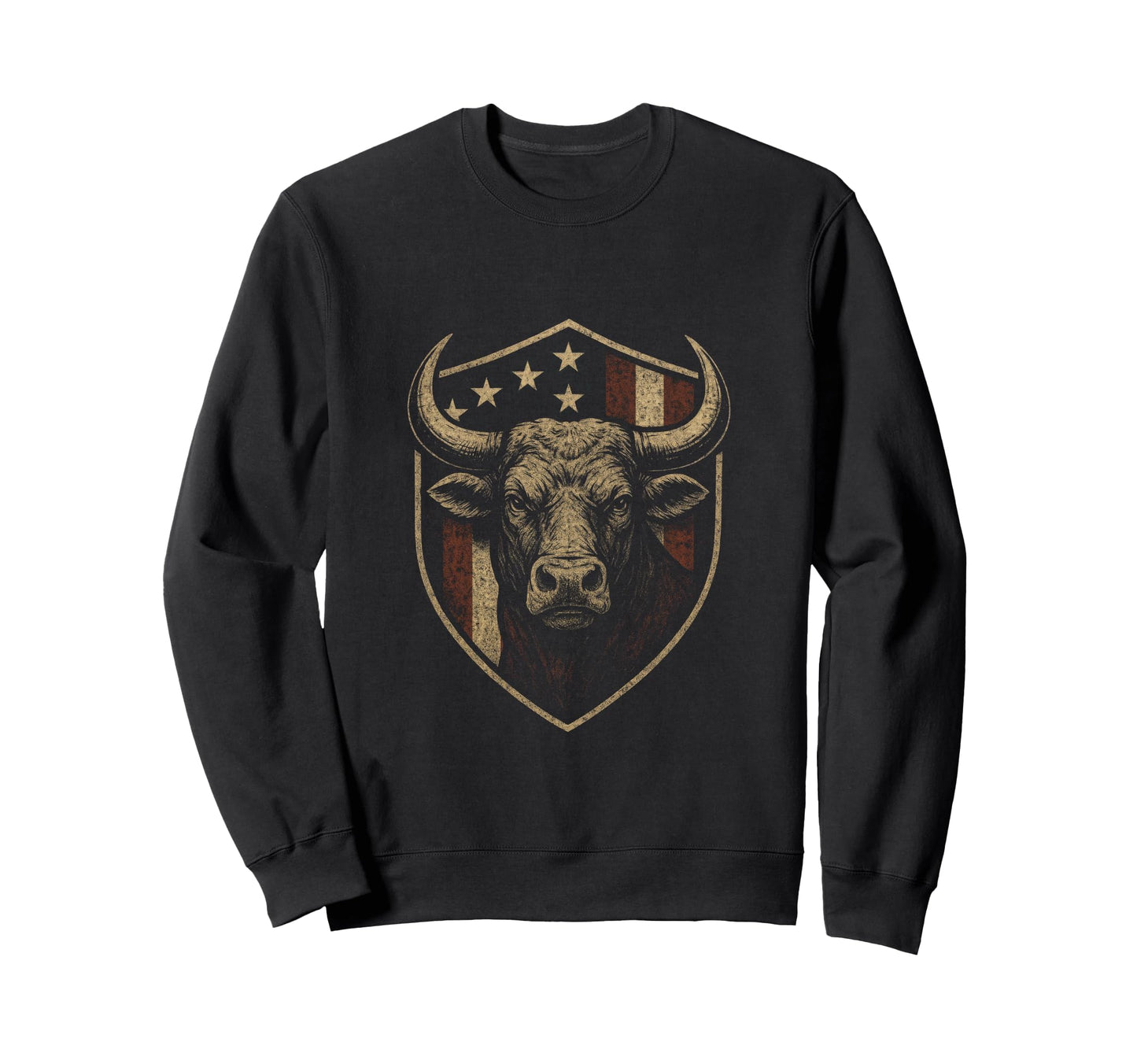 American Flag Bull Patriotic Cowboy Sweatshirt - Novelty Apparel for Adults - T-Shirt, Sweatshirt, Hoodie