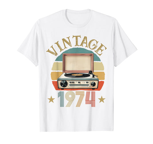 1974 Born 1974 Sunset Vinyl Record T-Shirt - Minimalist Print for Adults - T-Shirt, Sweatshirt, Hoodie