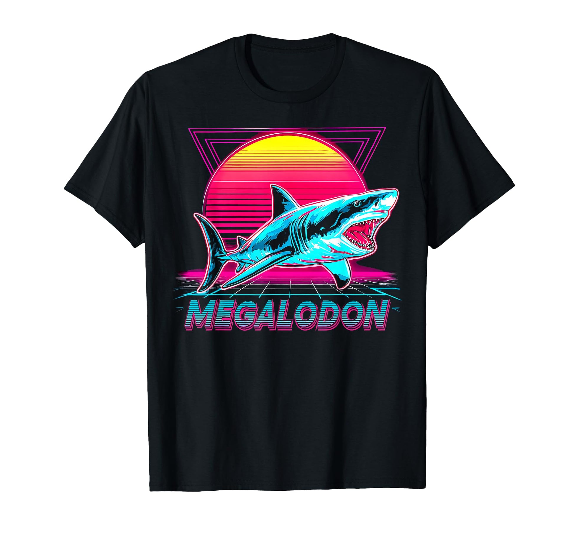 Megalodon Shark Ocean Vaporwave T-Shirt - Custom Art Print for Adults - T-Shirt, Sweatshirt, Hoodie