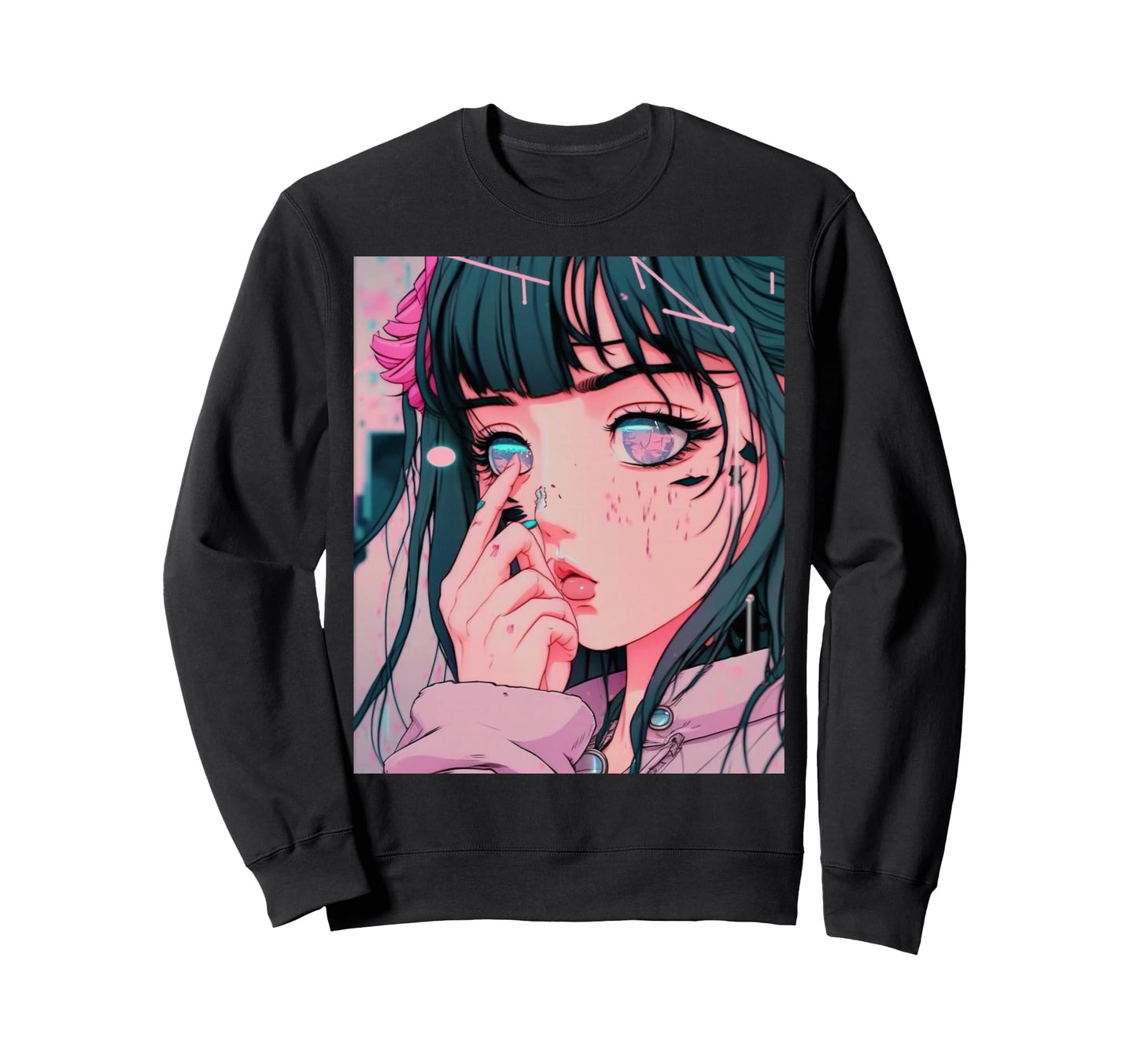 Anime Vaporwave Egirl Aesthetic Sweatshirt - Custom Art Print Men Women - T-Shirt, Sweatshirt, Hoodie