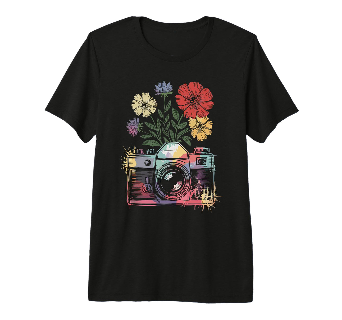 Camera Photography Art Floral T-Shirt - Aesthetic Graphic for Adults - T-Shirt, Sweatshirt, Hoodie