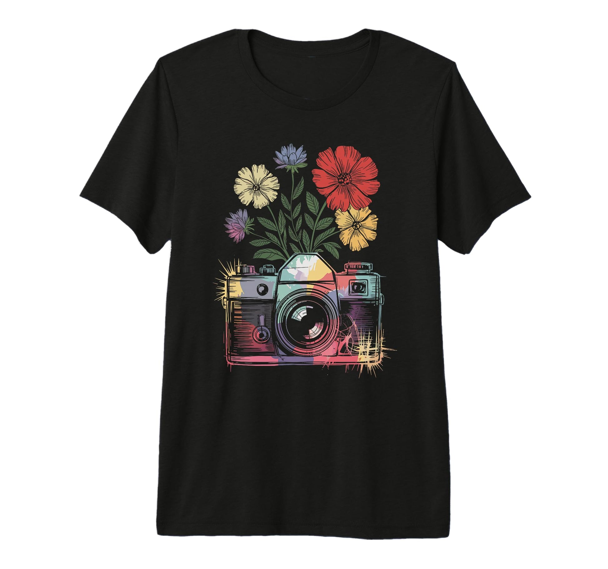 Camera Photography Art Floral T-Shirt - Aesthetic Graphic for Adults - T-Shirt, Sweatshirt, Hoodie