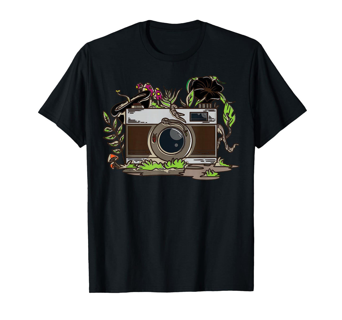 Camera Surrounded Foliage Enthusiasts T-Shirt - Unique Graphic for Adults - T-Shirt, Sweatshirt, Hoodie