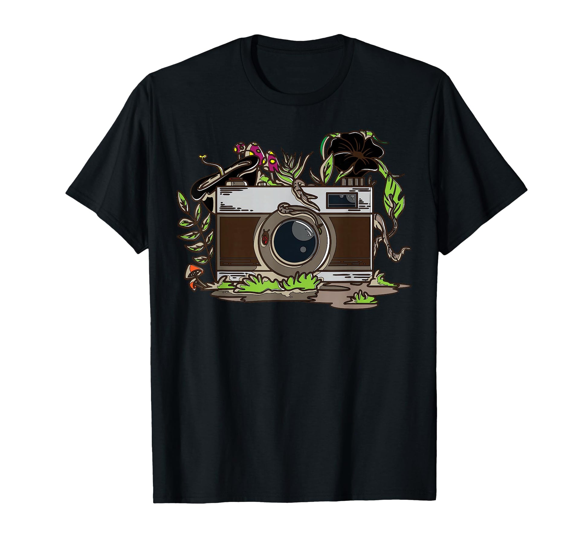 Camera Surrounded Foliage Enthusiasts T-Shirt - Unique Graphic for Adults - T-Shirt, Sweatshirt, Hoodie