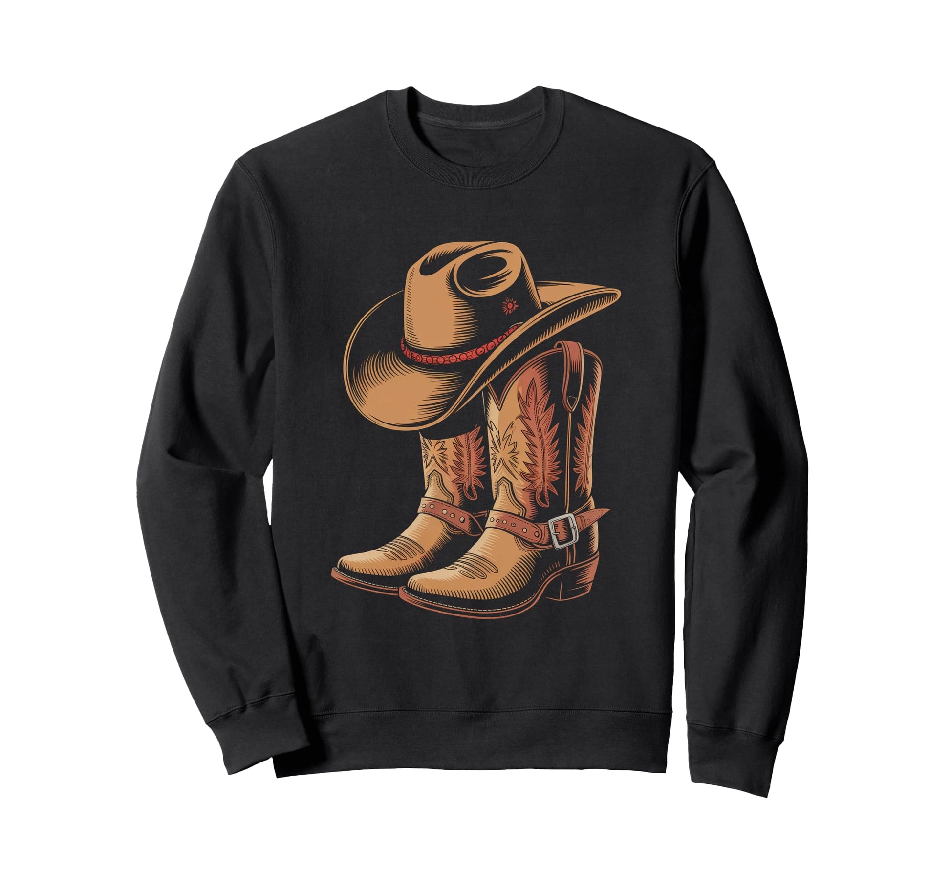 Cowboy Boots Western Country Cowgirl Sweatshirt - Minimalist Print Unisex - T-Shirt, Sweatshirt, Hoodie