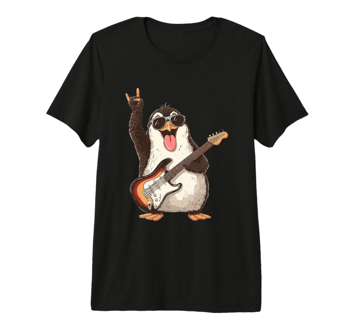 Rockstar Penguin Sunglasses Electric T-Shirt - Unique Graphic for Adults - T-Shirt, Sweatshirt, Hoodie