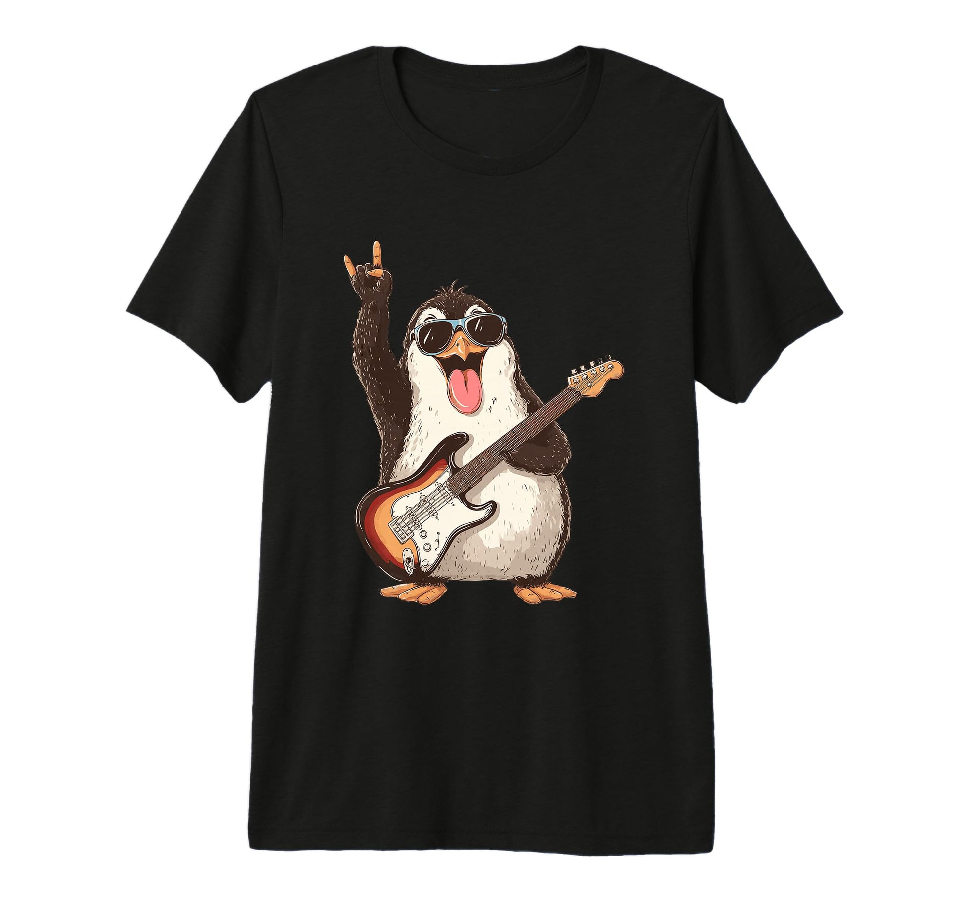 Rockstar Penguin Sunglasses Electric T-Shirt - Unique Graphic for Adults - T-Shirt, Sweatshirt, Hoodie