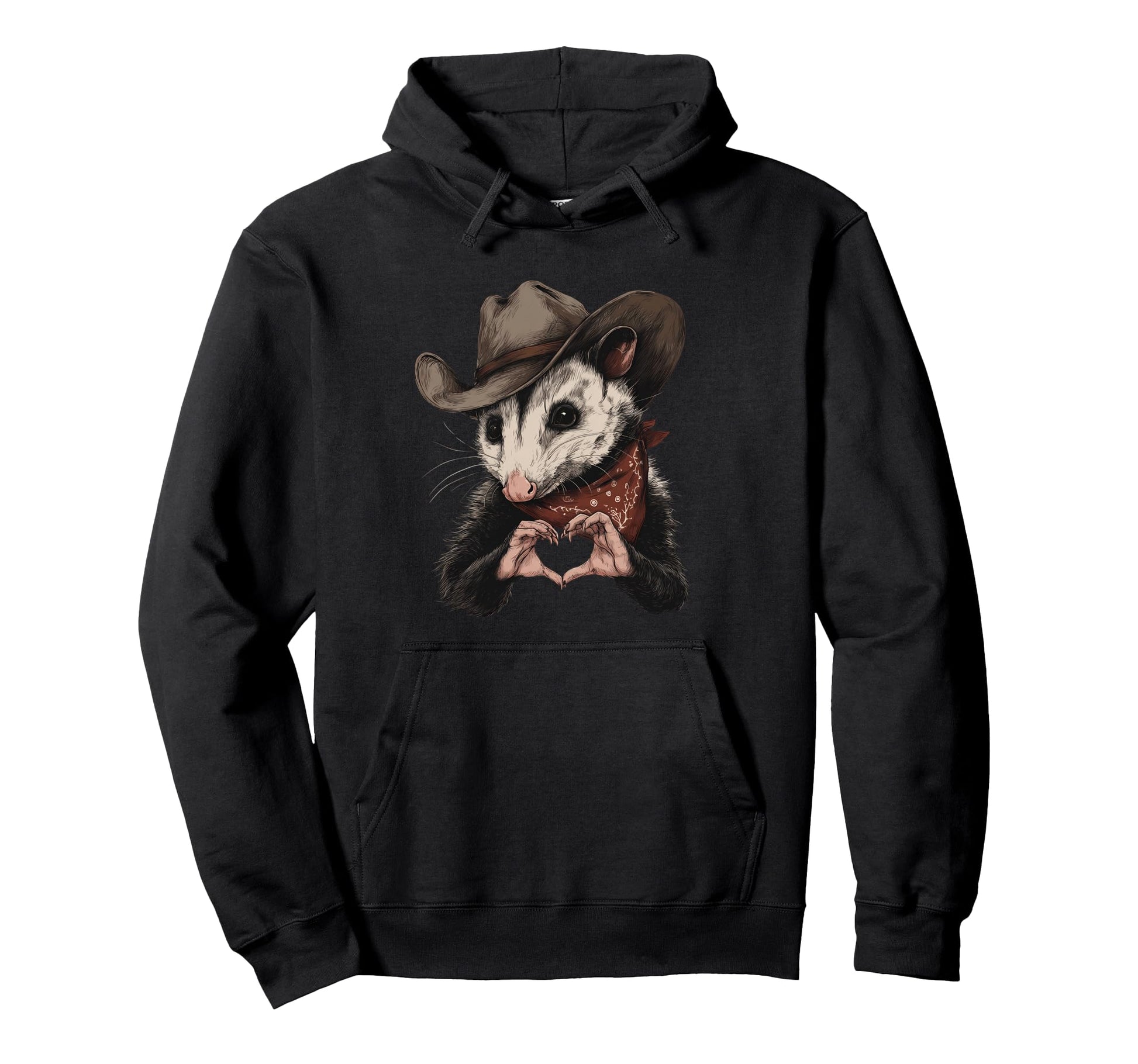Country Cowboy Opossum Rodeo Possum Hoodie - Aesthetic Graphic Men Women - T-Shirt, Sweatshirt, Hoodie