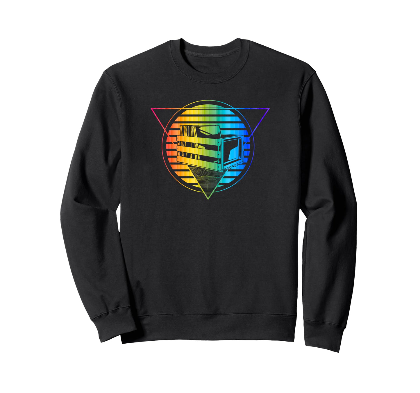 Futuristic Vinyl Record Synthwave Sweatshirt - Novelty Apparel Unisex - T-Shirt, Sweatshirt, Hoodie