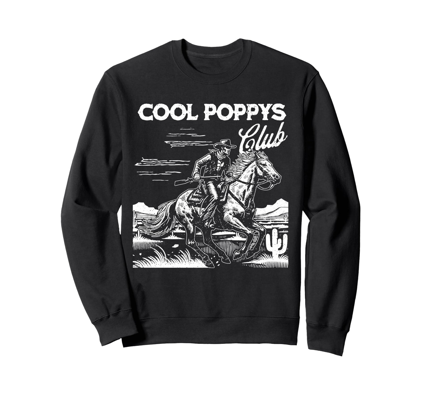 Poppys Club Western Cowboy Horse Sweatshirt - Trendy Graphic for Adults - T-Shirt, Sweatshirt, Hoodie