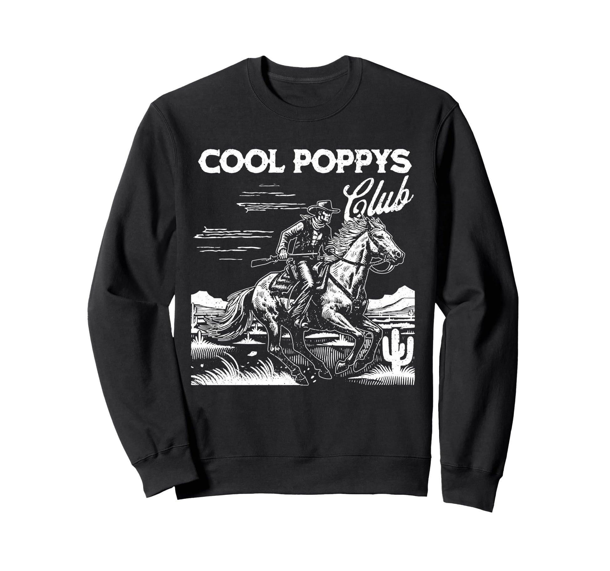 Poppys Club Western Cowboy Horse Sweatshirt - Trendy Graphic for Adults - T-Shirt, Sweatshirt, Hoodie