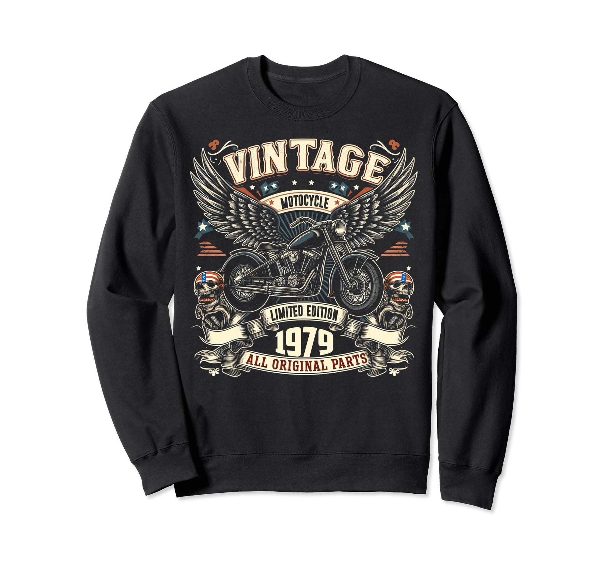 1979 Born 1979 45Th Birthday Motorcycle Sweatshirt - Trendy Graphic Unisex - T-Shirt, Sweatshirt, Hoodie