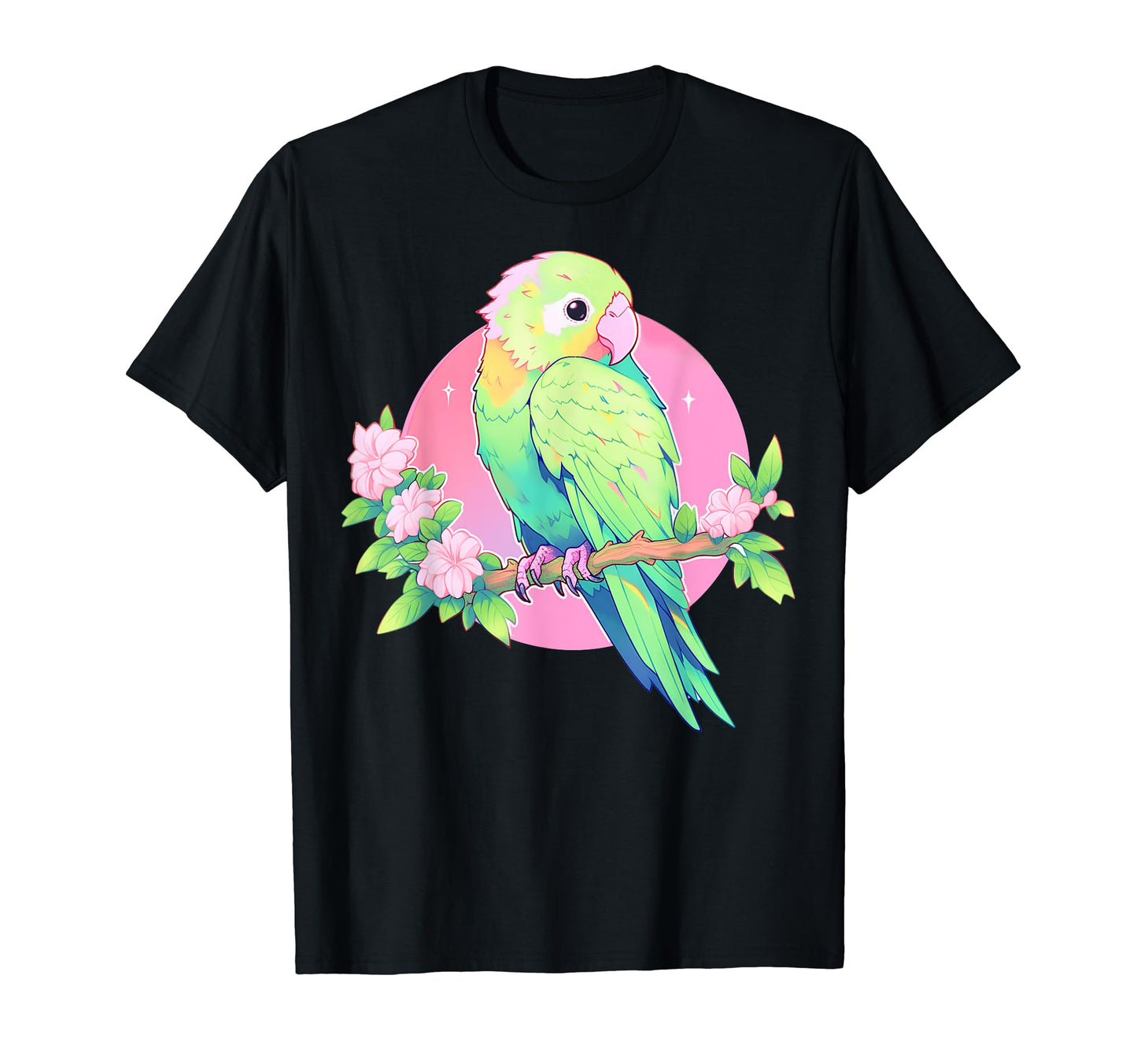 Kawaii Parrot Bird Floral Pastel T-Shirt - Trendy Graphic Men Women - T-Shirt, Sweatshirt, Hoodie