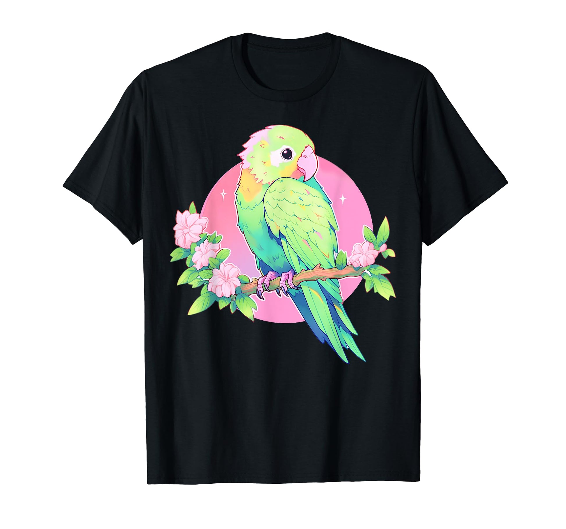 Kawaii Parrot Bird Floral Pastel T-Shirt - Trendy Graphic Men Women - T-Shirt, Sweatshirt, Hoodie