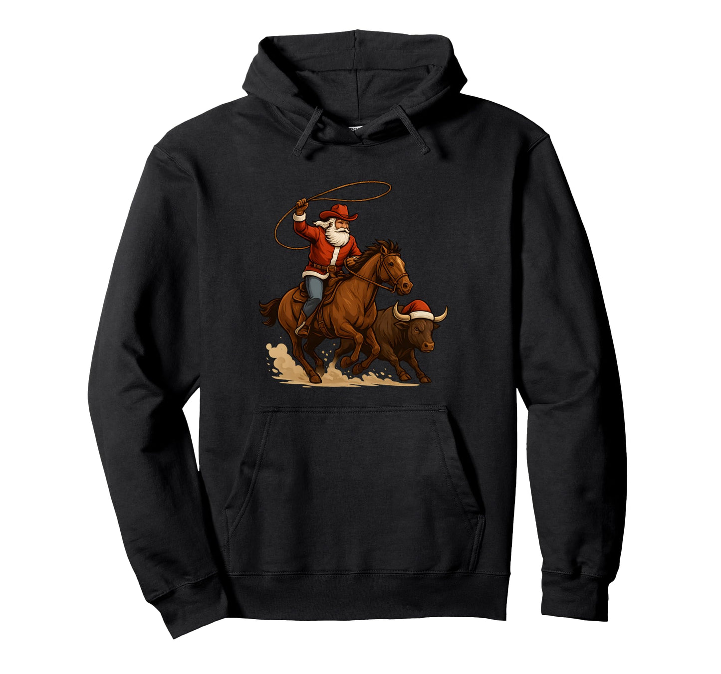 Santa Claus Cowboy Western Pajamas Hoodie - Graphic Print for Adults - T-Shirt, Sweatshirt, Hoodie
