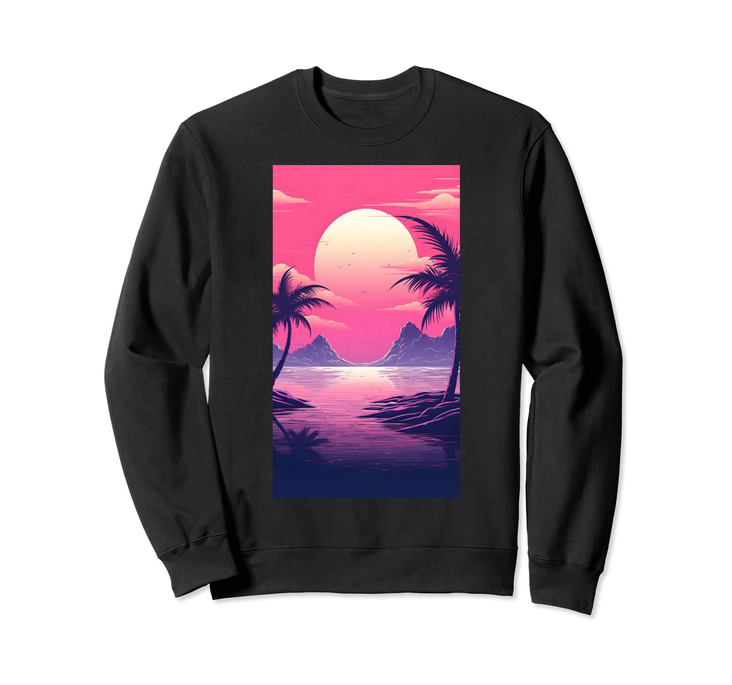 80S Vaporwave Aesthetic Landscape Sweatshirt - Custom Art Print Unisex - T-Shirt, Sweatshirt, Hoodie