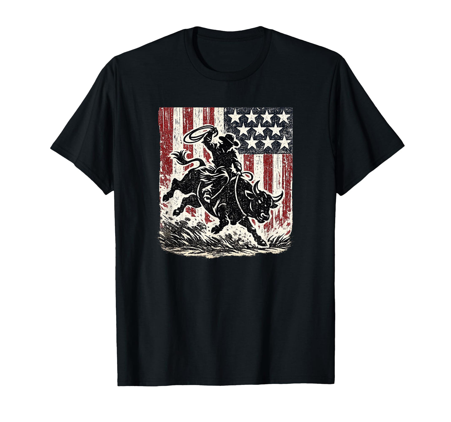 Patriotic Bull Rider Cowboy Western T-Shirt - Aesthetic Graphic Unisex - T-Shirt, Sweatshirt, Hoodie