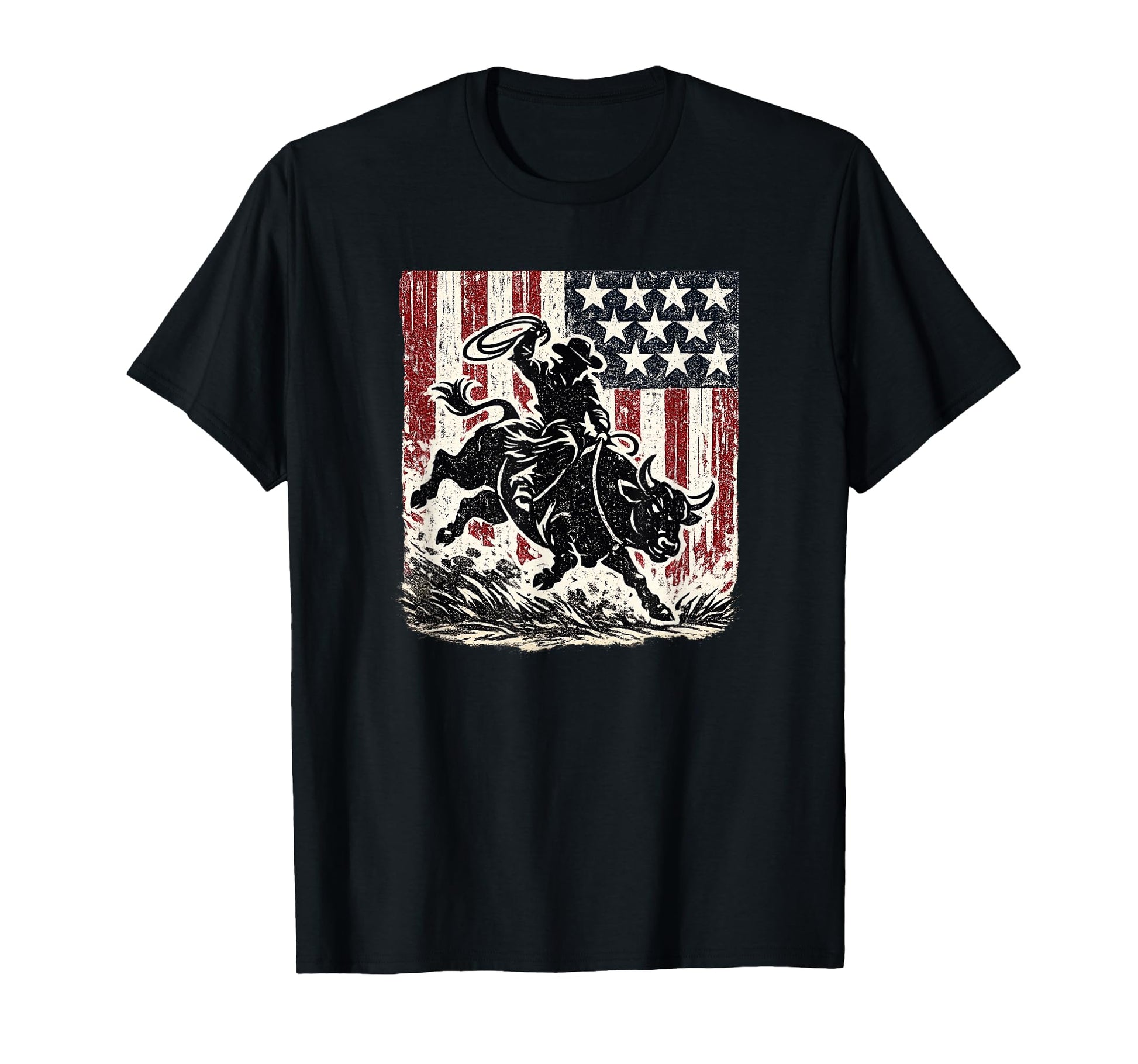 Patriotic Bull Rider Cowboy Western T-Shirt - Aesthetic Graphic Unisex - T-Shirt, Sweatshirt, Hoodie