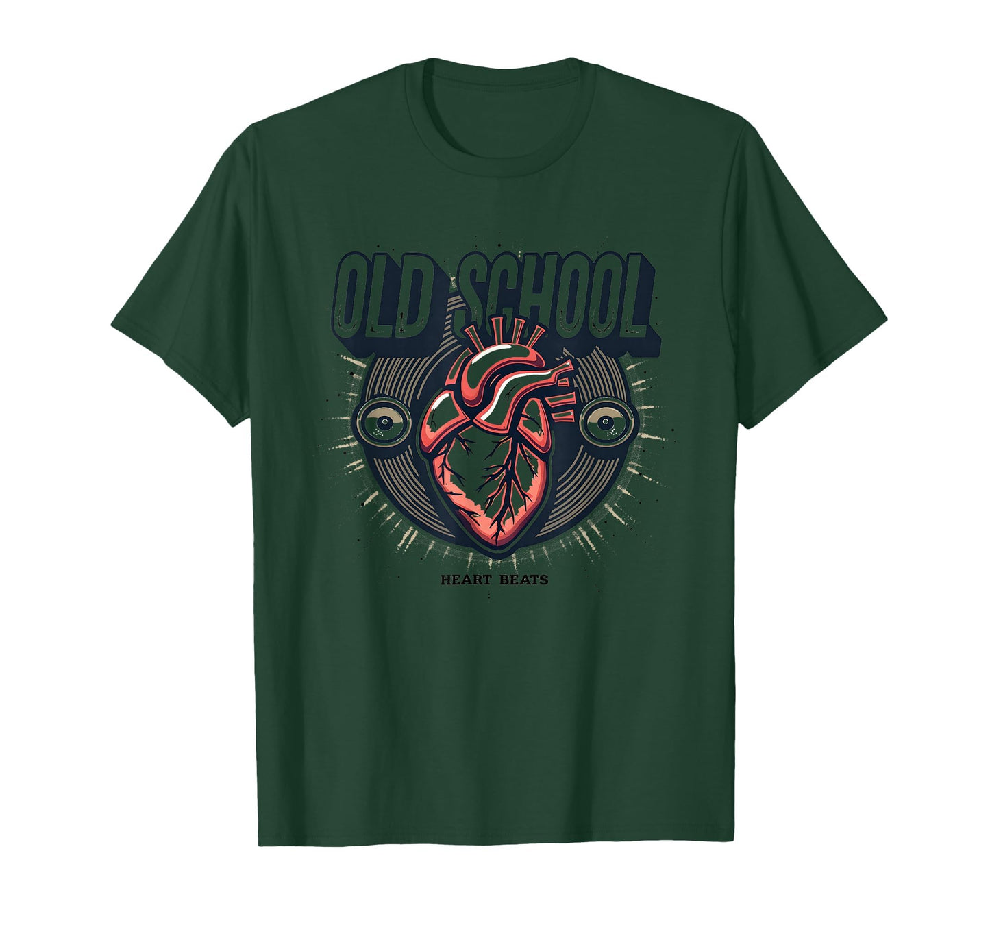 Old School Heart Beats Hip Hop T-Shirt - Graphic Print Men Women - T-Shirt, Sweatshirt, Hoodie