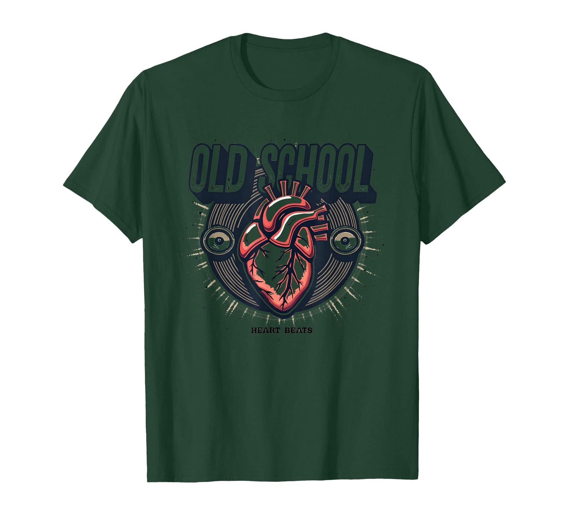 Old School Heart Beats Hip Hop T-Shirt - Graphic Print Men Women - T-Shirt, Sweatshirt, Hoodie