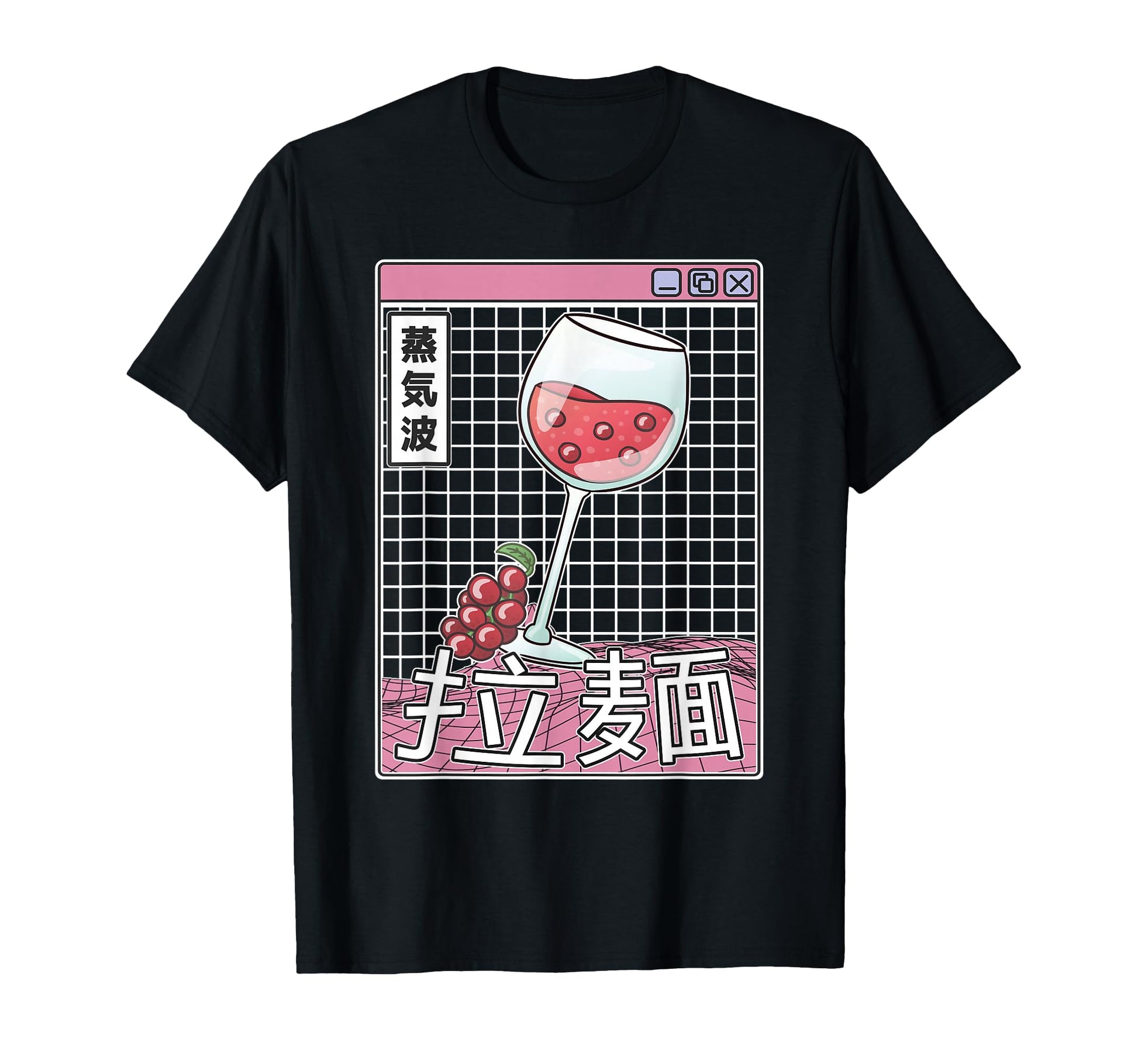 Wine Glass Kawaii Grid Vaporwave T-Shirt - Casual Everyday Wear Unisex - T-Shirt, Sweatshirt, Hoodie