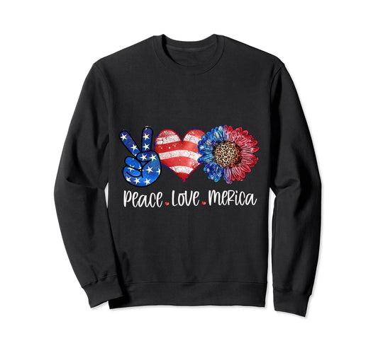 4Th July Peace Love And America Sweatshirt - Aesthetic Graphic Men Women - T-Shirt, Sweatshirt, Hoodie