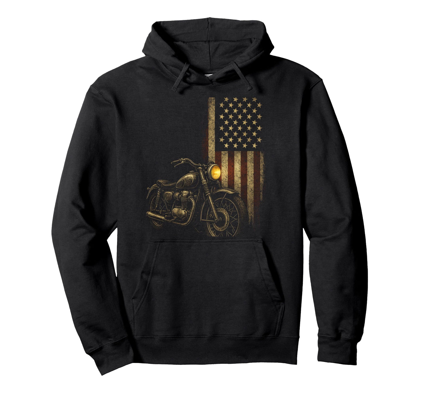 Motorcycle Usa Flag Biker Art Hoodie - Custom Art Print for Adults - T-Shirt, Sweatshirt, Hoodie