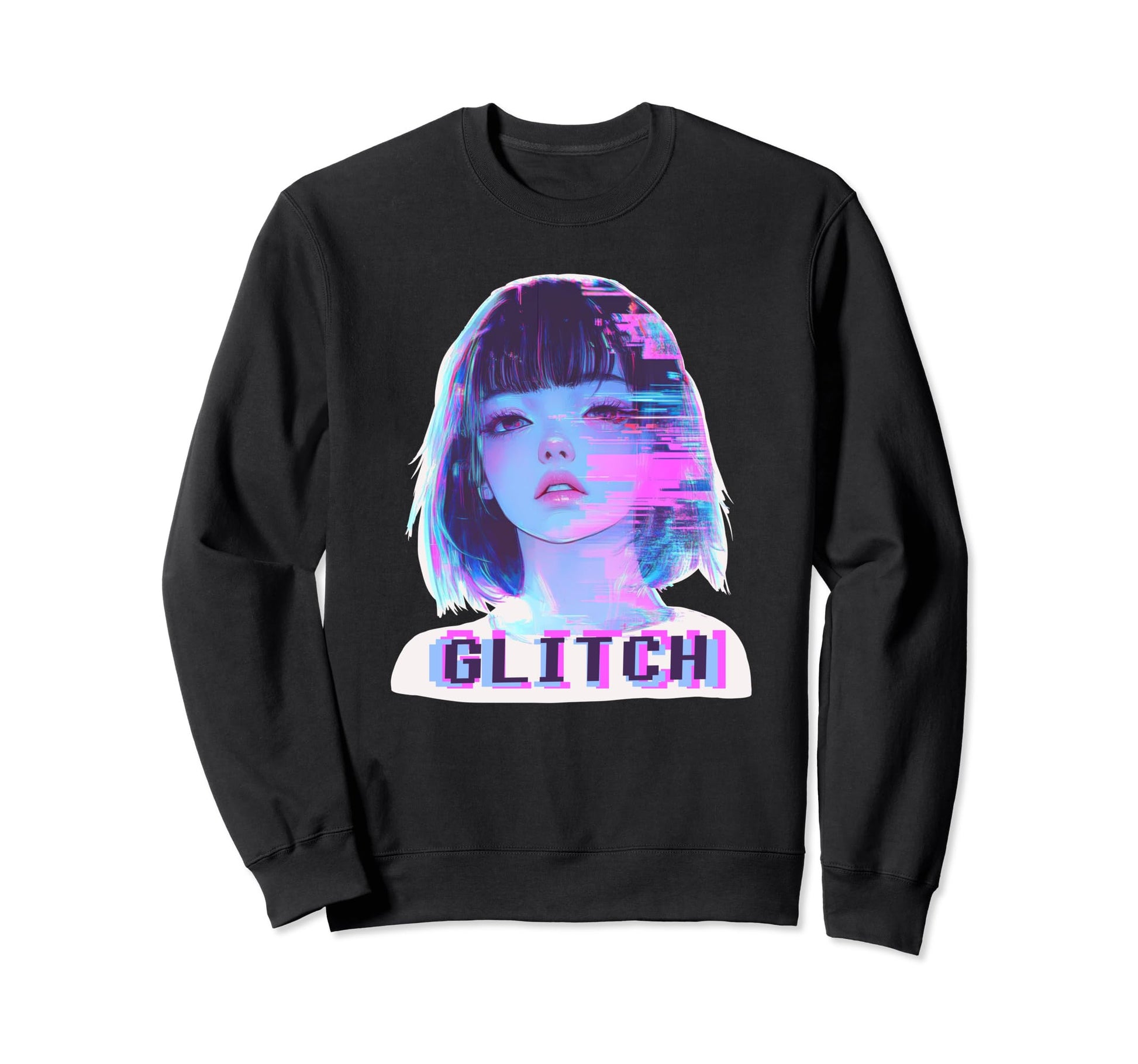 Japanese Vaporwave Edgy Sad Glitch Sweatshirt - Graphic Print for Adults - T-Shirt, Sweatshirt, Hoodie