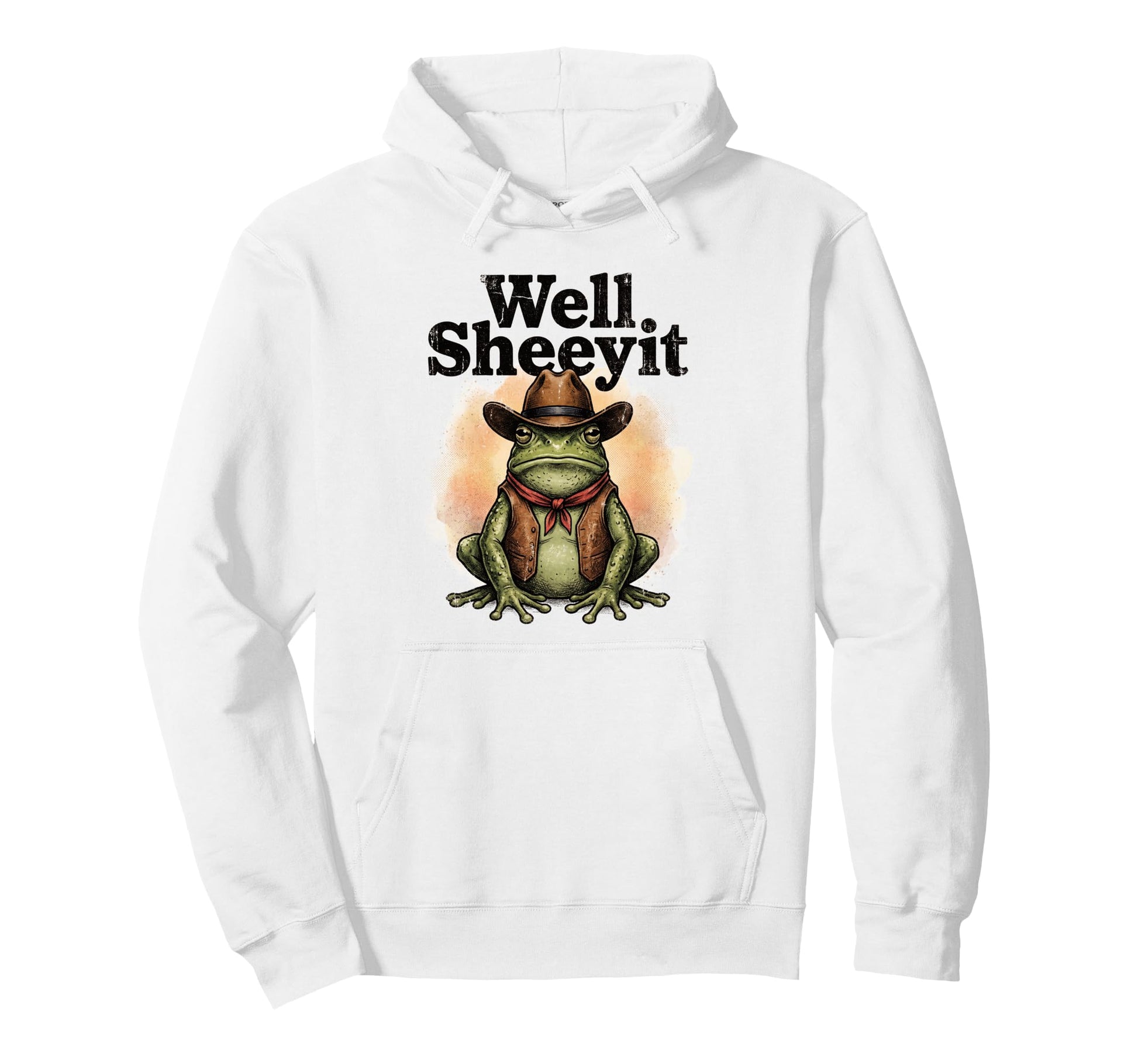 Well Sheeyit Cowboy Frog Distressed Hoodie - Minimalist Print Men Women - T-Shirt, Sweatshirt, Hoodie