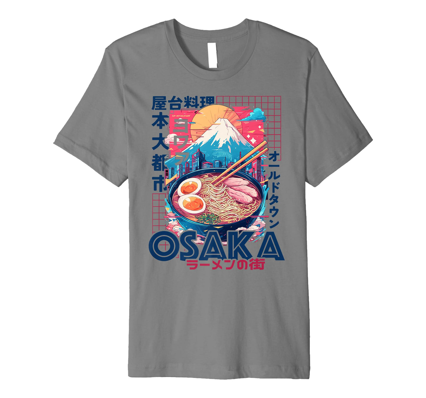 Osaka City 80S Synthwave Ramen Bowl T-Shirt - Trendy Graphic Men Women - T-Shirt, Sweatshirt, Hoodie