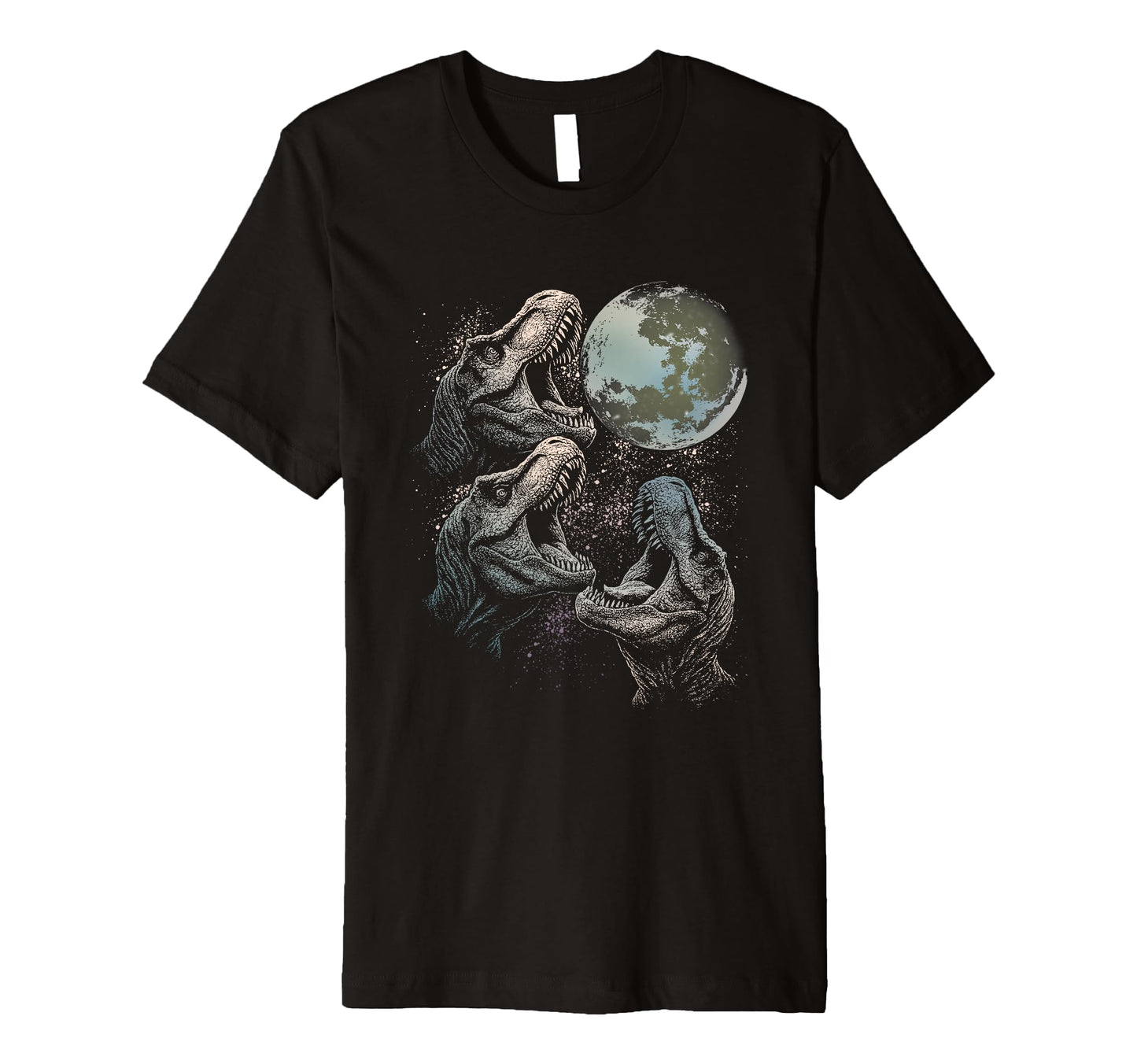 Three Velociraptor Dinosaur Howling To T-Shirt - Custom Art Print Unisex - T-Shirt, Sweatshirt, Hoodie