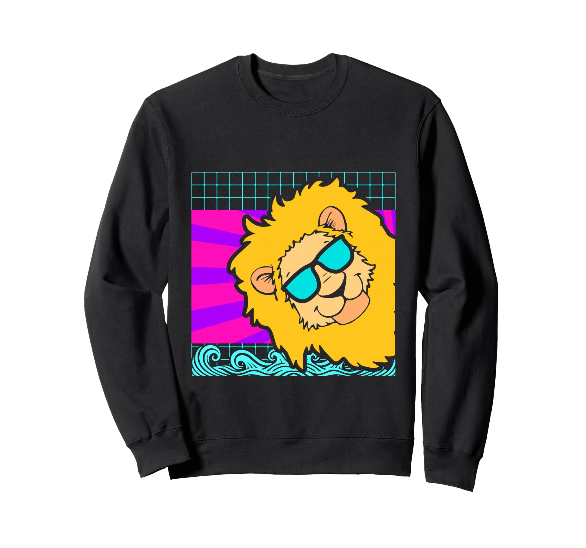 Aesthetic Vaporwave Outfits Lion Sweatshirt - Custom Art Print Men Women - T-Shirt, Sweatshirt, Hoodie