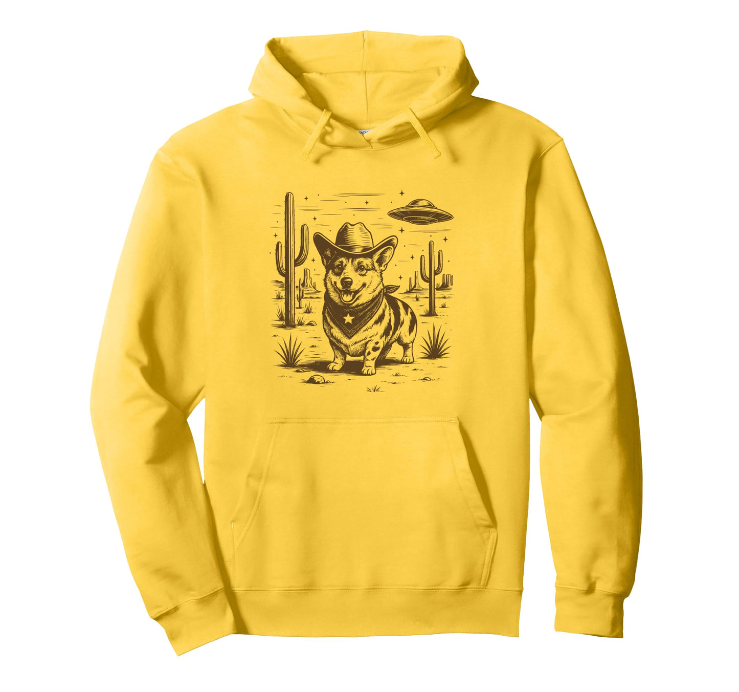 Corgi Dog Western Cowboy Hoodie - Casual Everyday Wear Unisex - T-Shirt, Sweatshirt, Hoodie