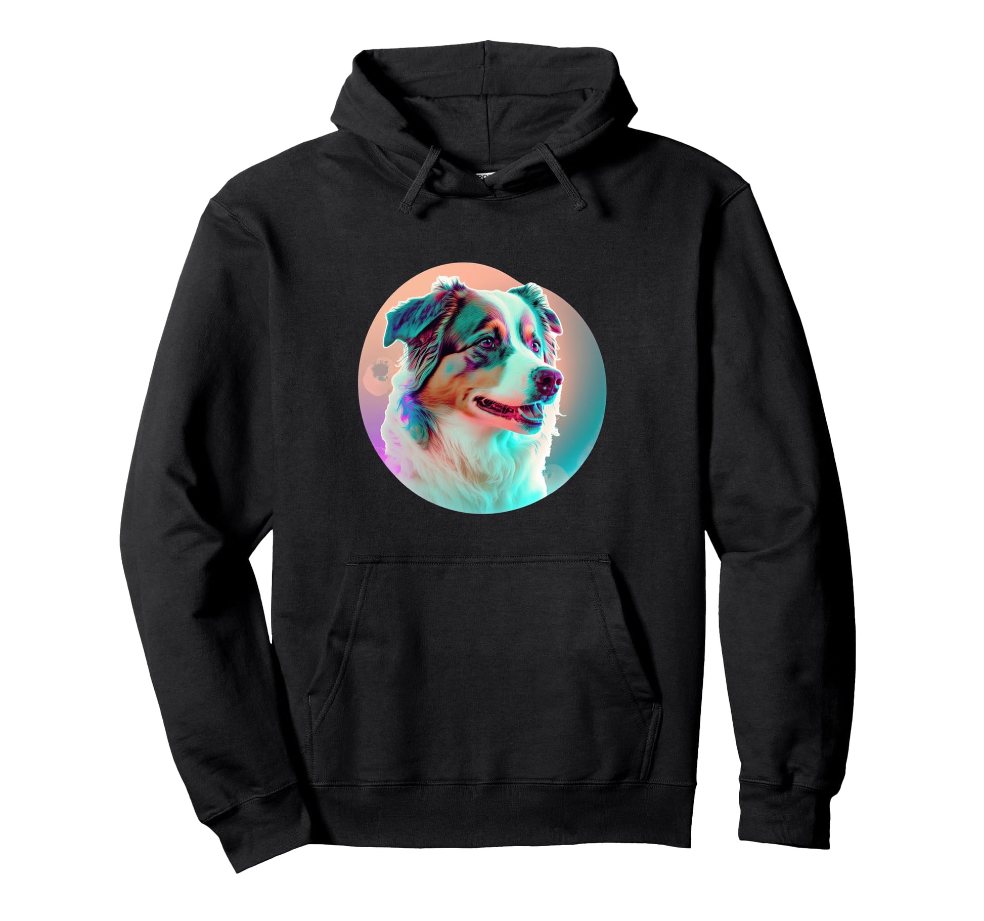 Australian Shepherd Vaporwave Hoodie - Aesthetic Graphic Men Women - T-Shirt, Sweatshirt, Hoodie